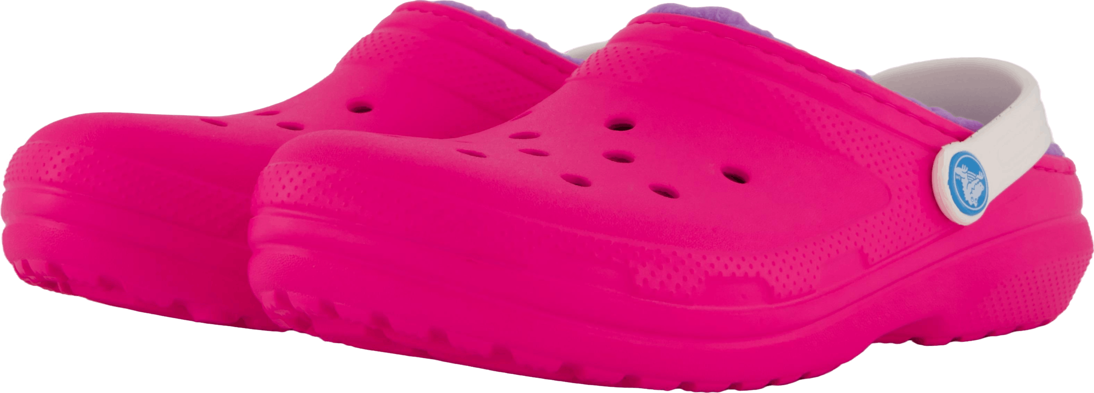 Pink crocs with fuzz online