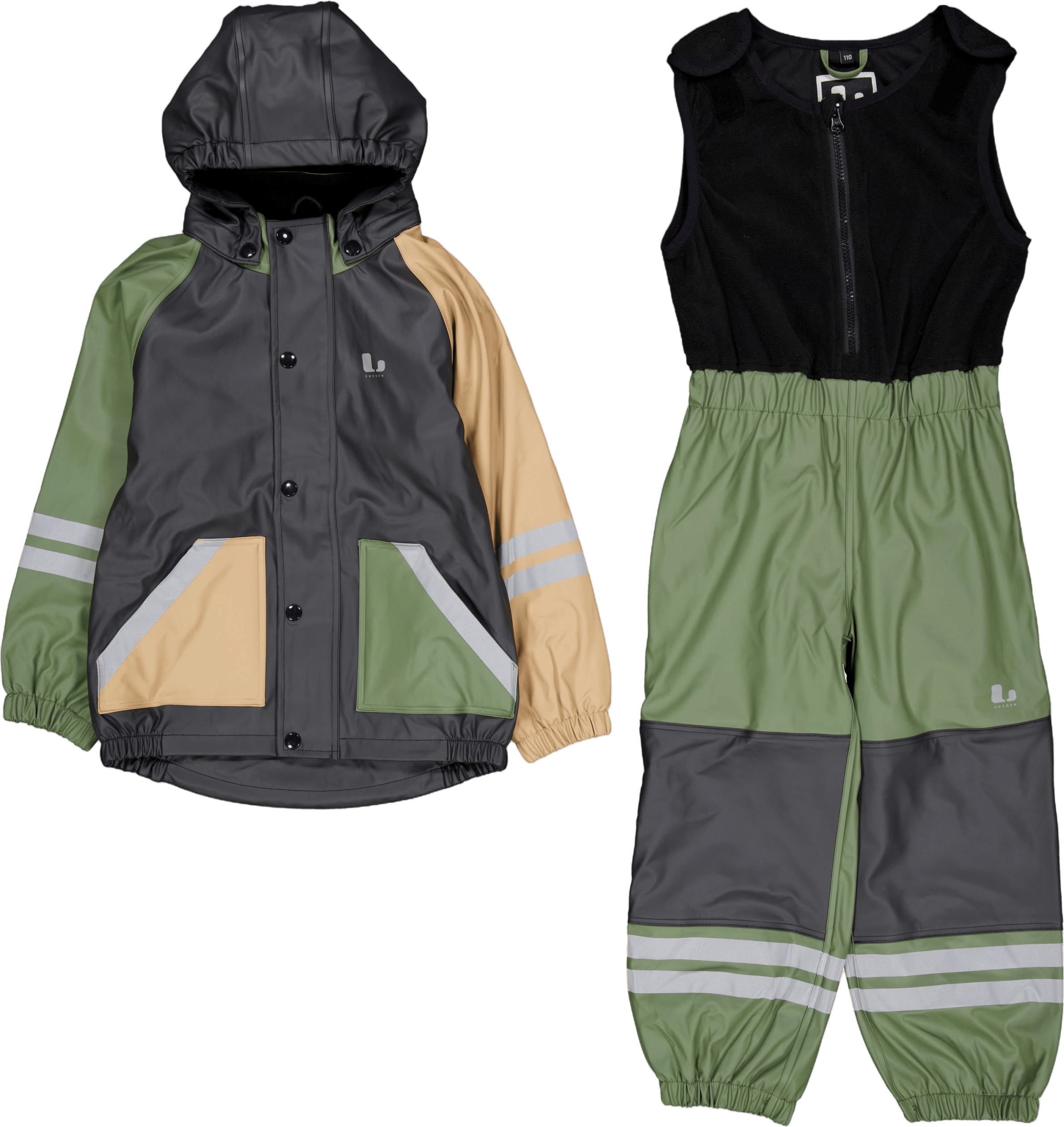 Fagerhult Rain Set, Fleece Anth/green, Unisex, Apparels, jackets, Multi color, 90