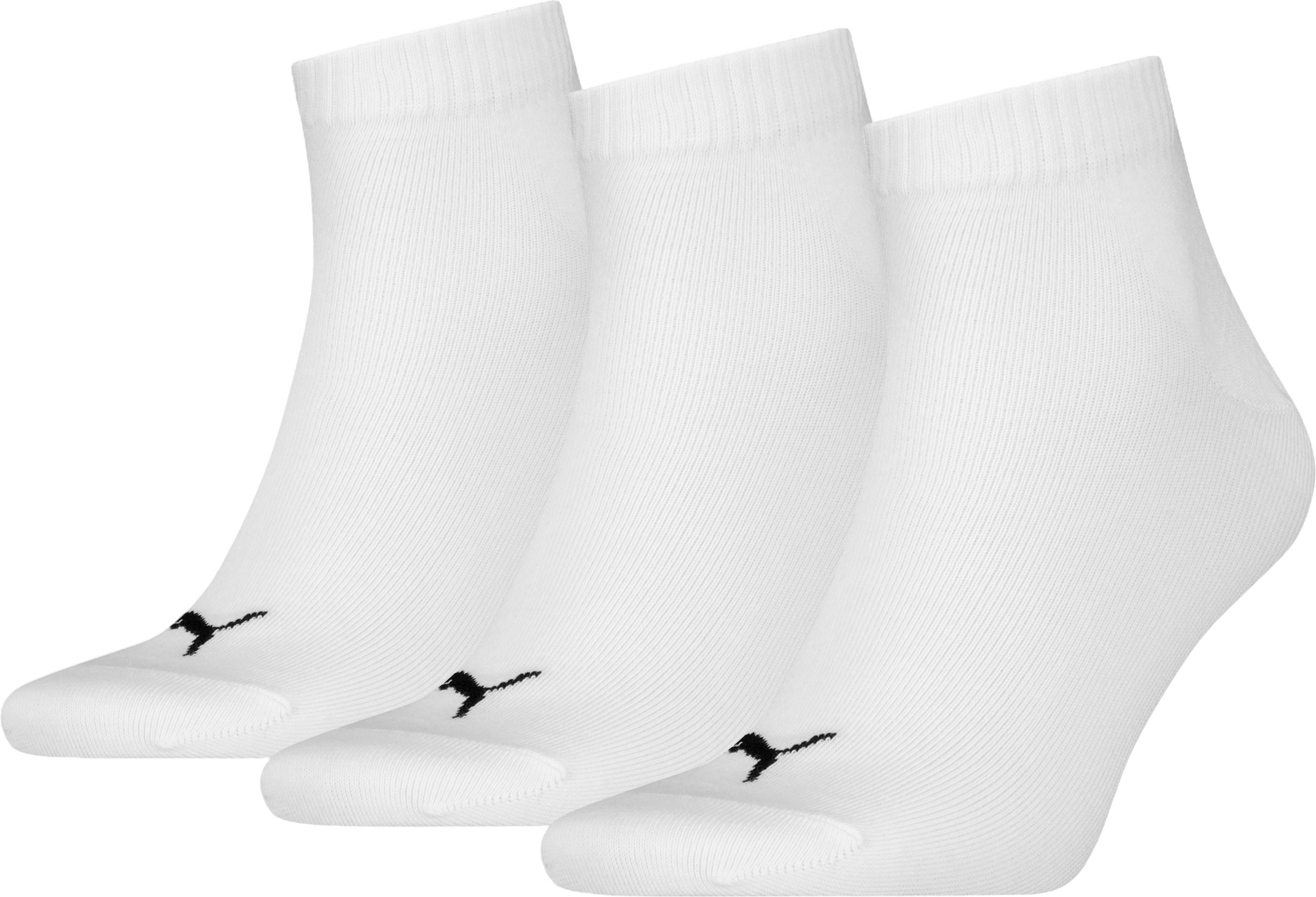 Puma Unisex Quarter Plain 3p White, Unisex, Odevy, Ponožky, Biely, 47-49