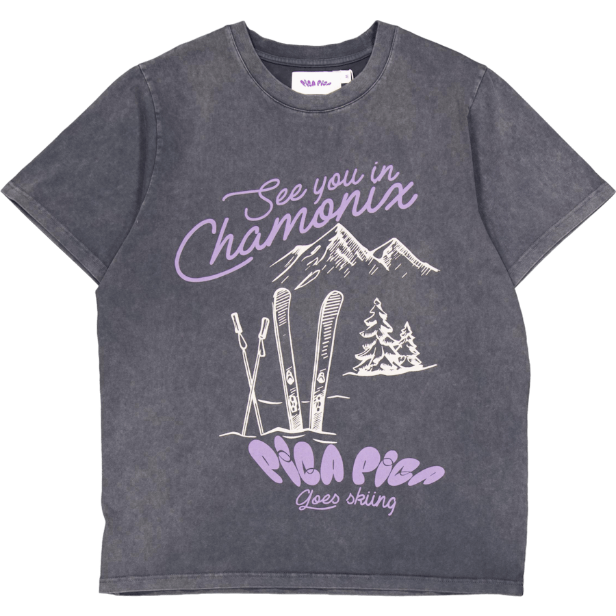 Pica Goes Skiing T-shirt Washed Black