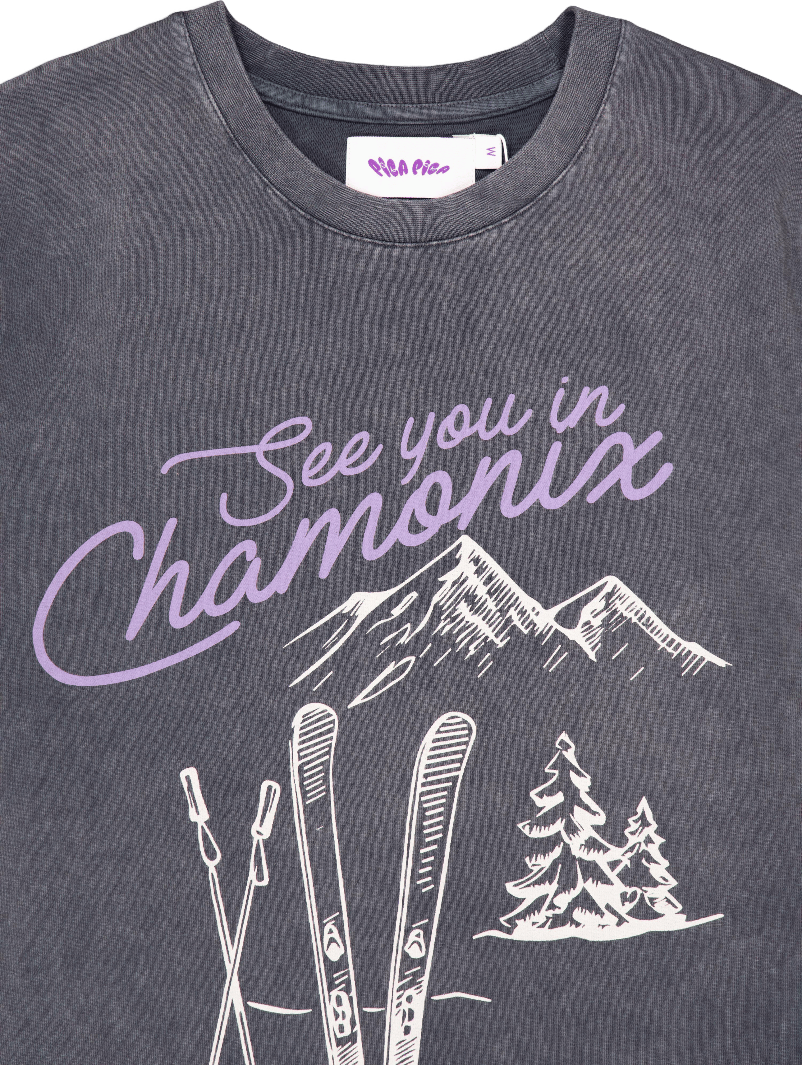 Pica Goes Skiing T-shirt Washed Black - Bild 3