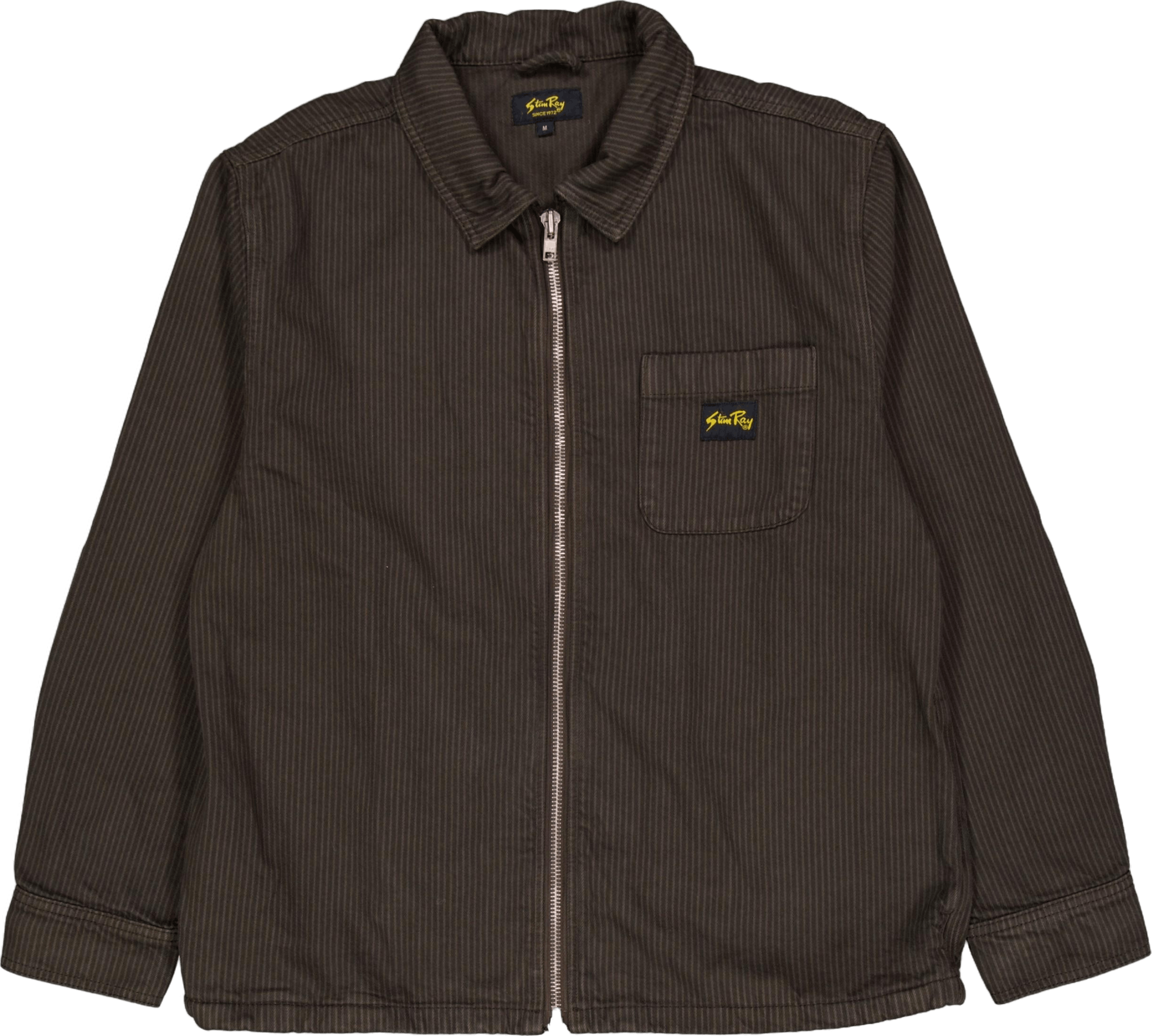 Zip Shirt Overdyed Charcoal Hickory, Male, Kleding, Tops, Bruin, S