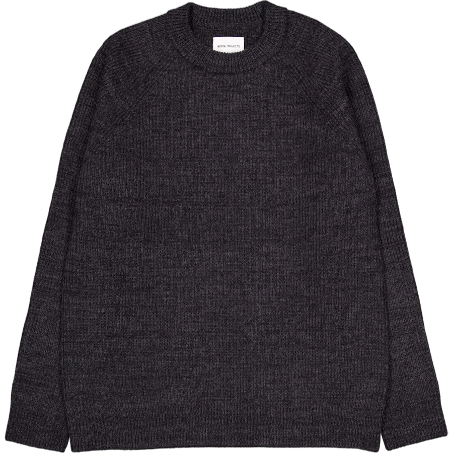 Roald Wool Cotton Rib Sweater 1600 Dark Grey Melange