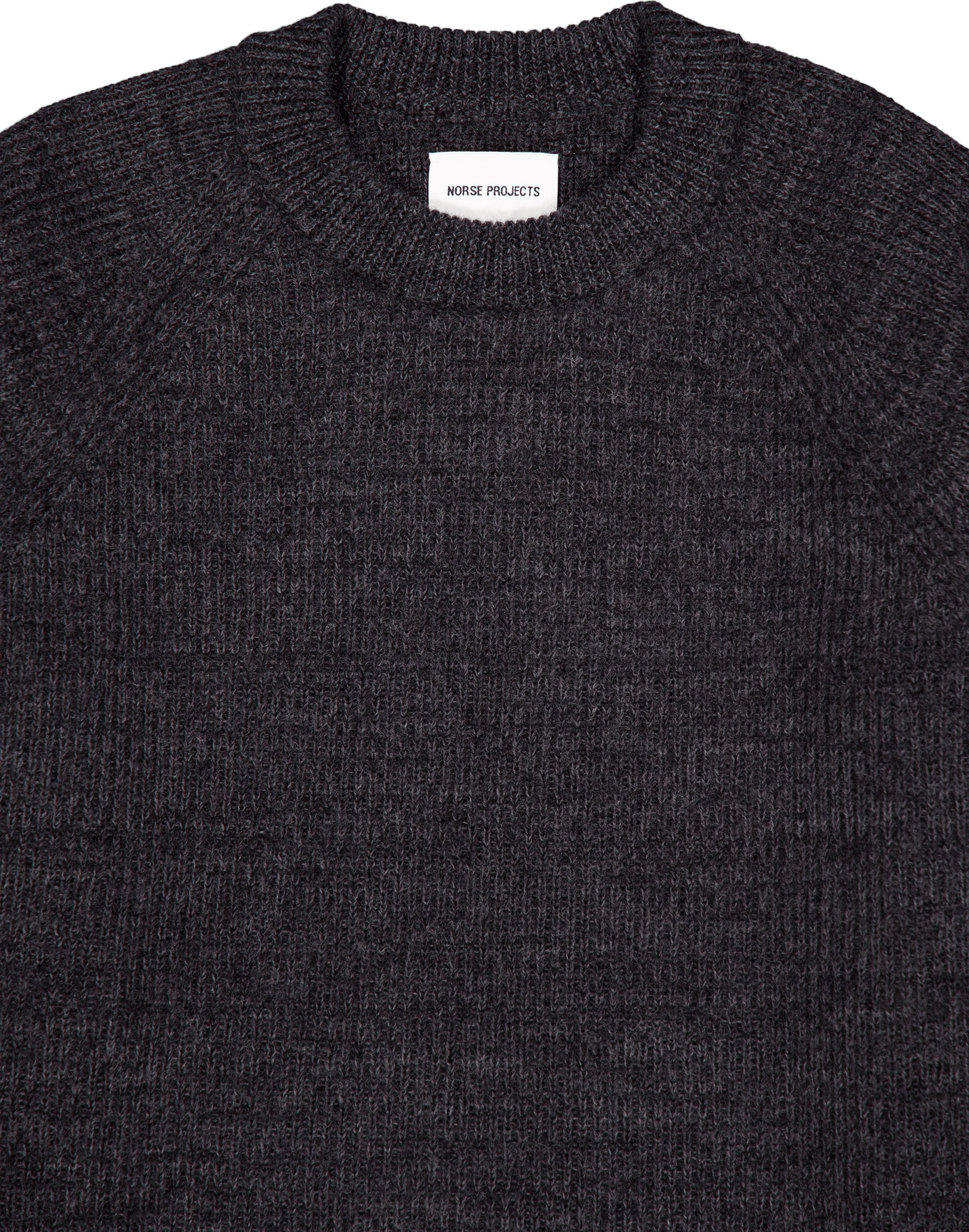 Roald Wool Cotton Rib Sweater 1600 Dark Grey Melange - Bild 3