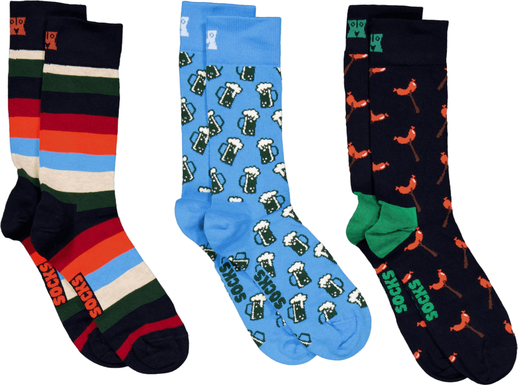 3-pack Wurst And Beer Socks Gi Navy, Unisex, Apparels, Socks, Yellow, 41-46