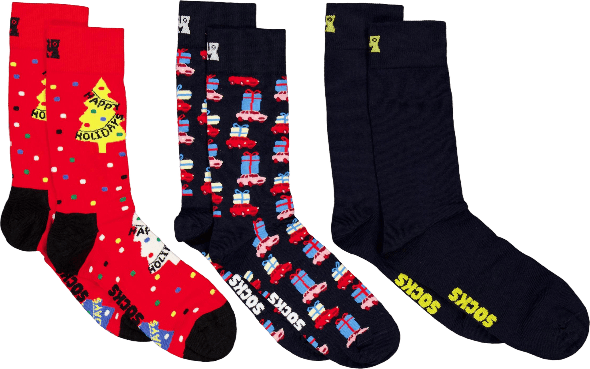 3-pack Holiday Tree Gift Set Green, Unisex, Klær, Sokker, Flerfarget, 36-40