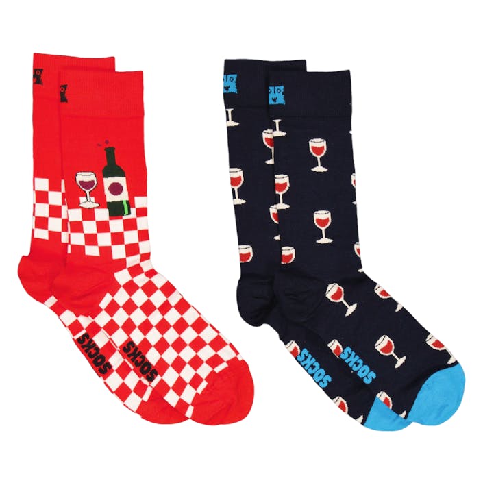 2-pack Wine Gift Set Blue, Unisex, Apparels, Socks, Blue, 36-40