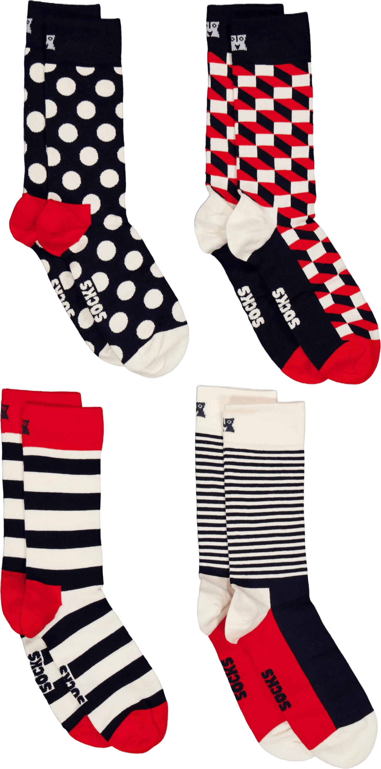 4-pack Classic Navy Socks Gift Navy, Unisex, Apparels, Socks, Multi color, 41-46