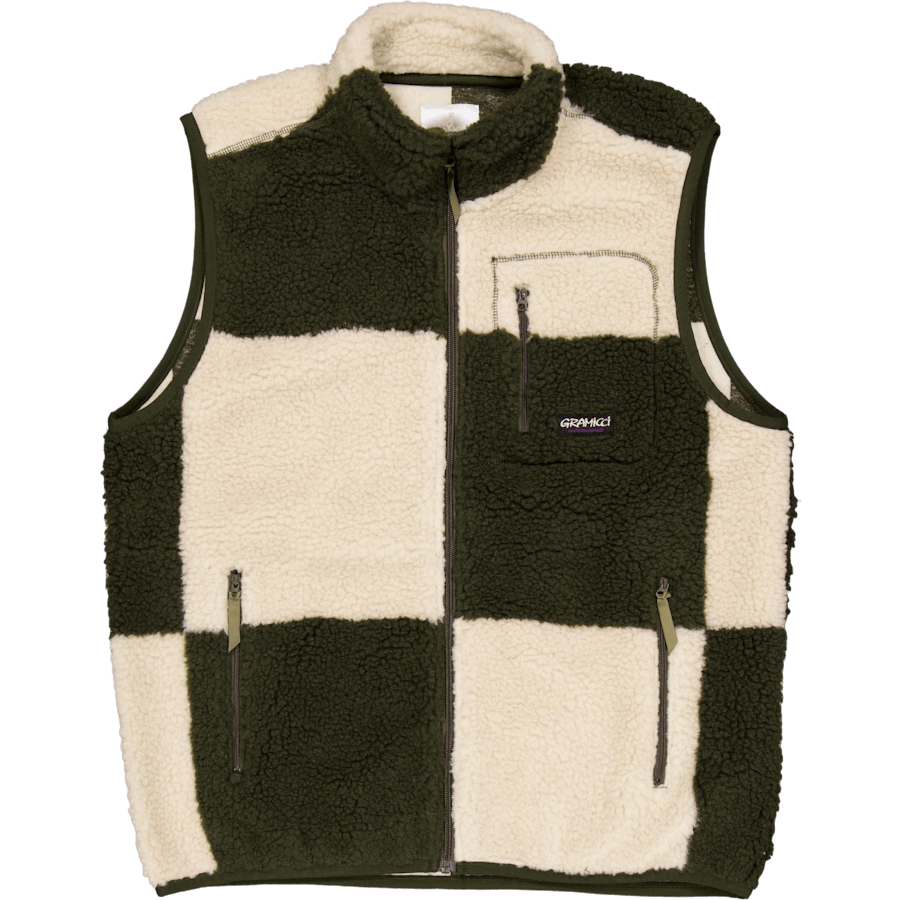Checkered Sherpa Vest Natural / Olive Check