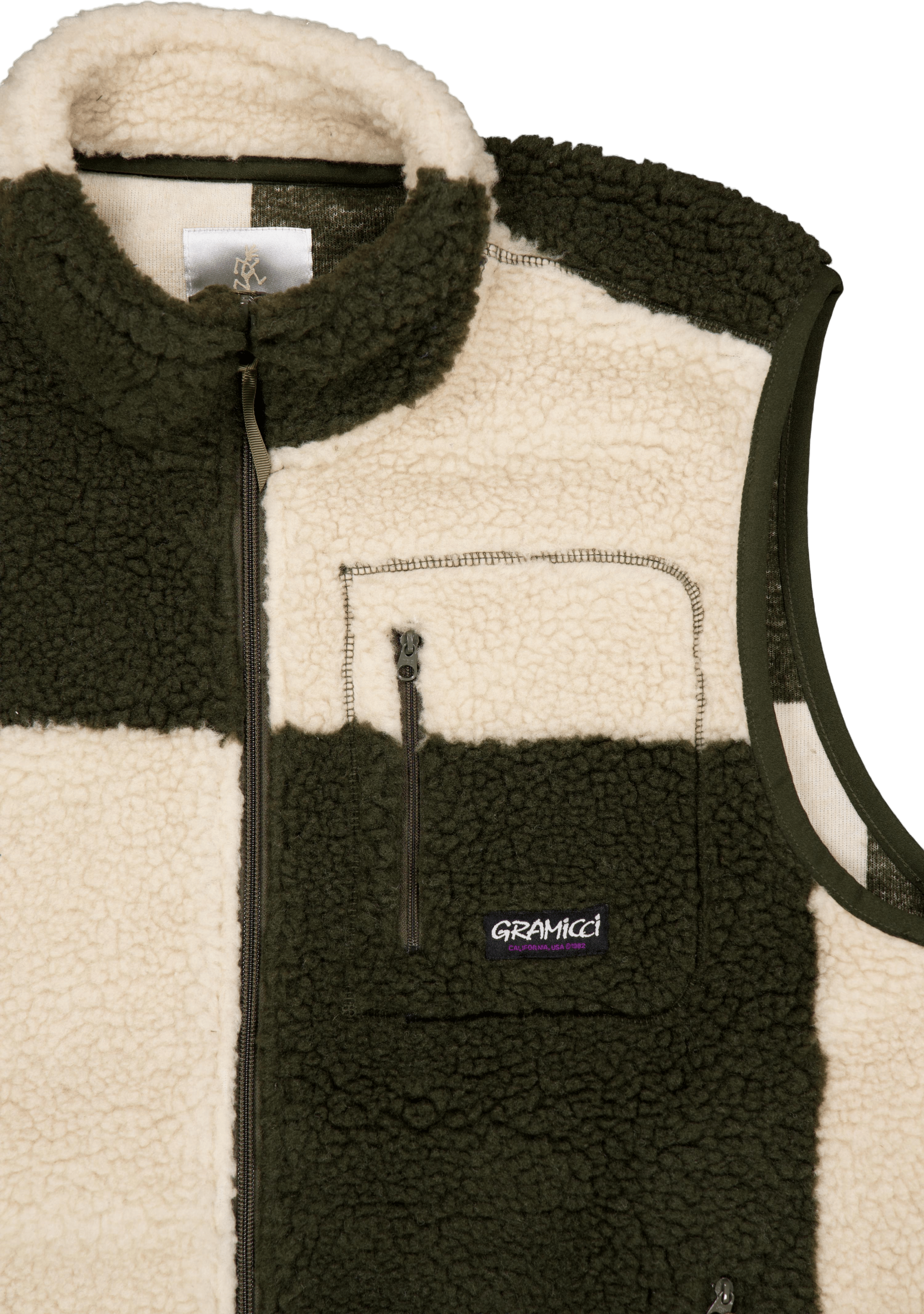 Checkered Sherpa Vest Natural / Olive Check - Bild 3