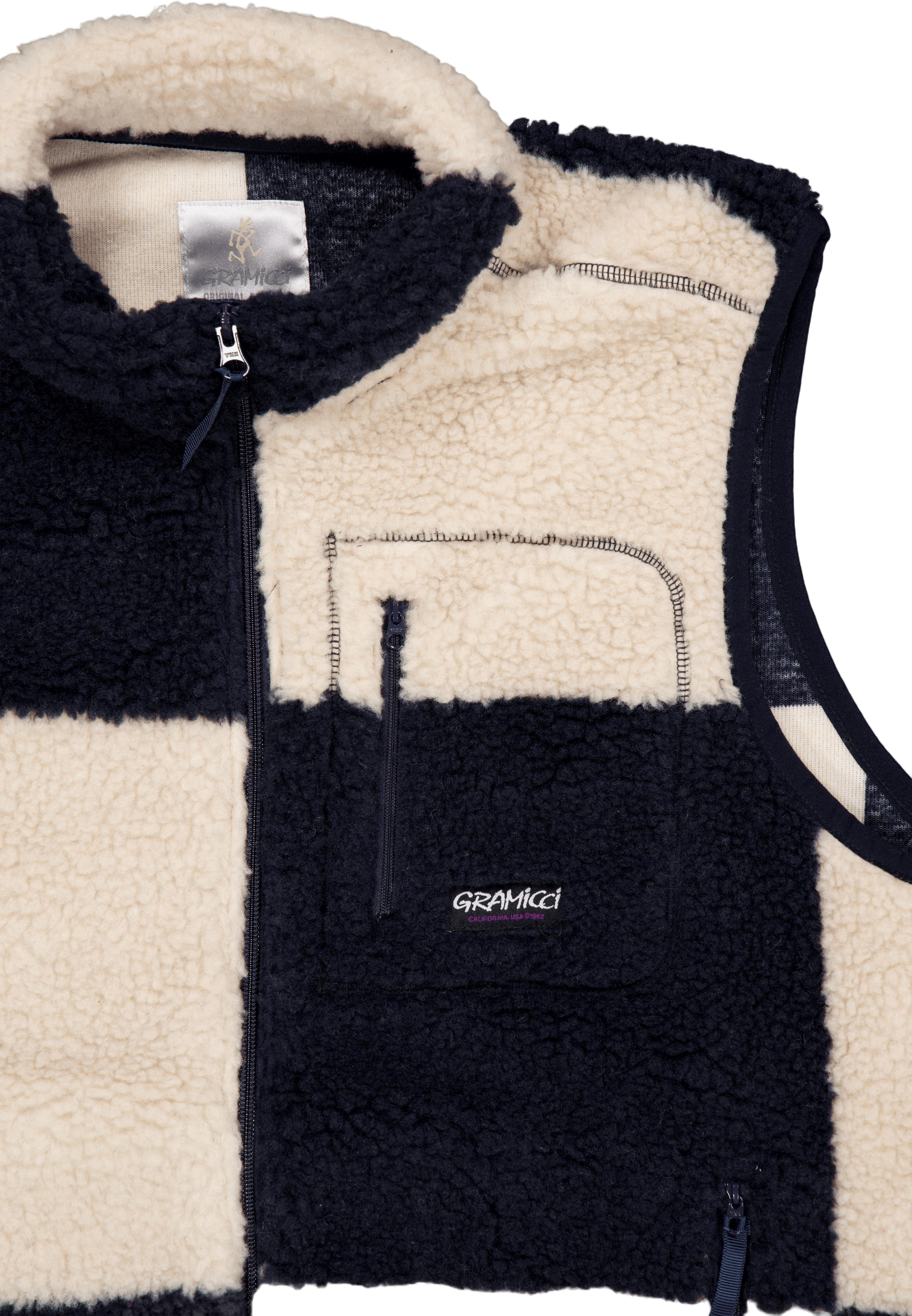 Checkered Sherpa Vest Natural / Navy Check - Bild 3