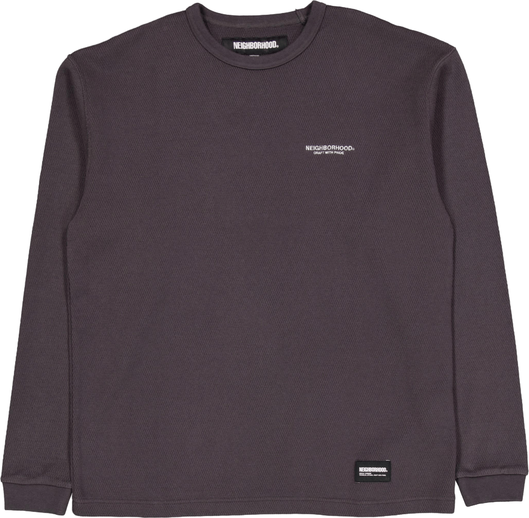 Honeycomb Fabric Crewneck Ls Charcoal
