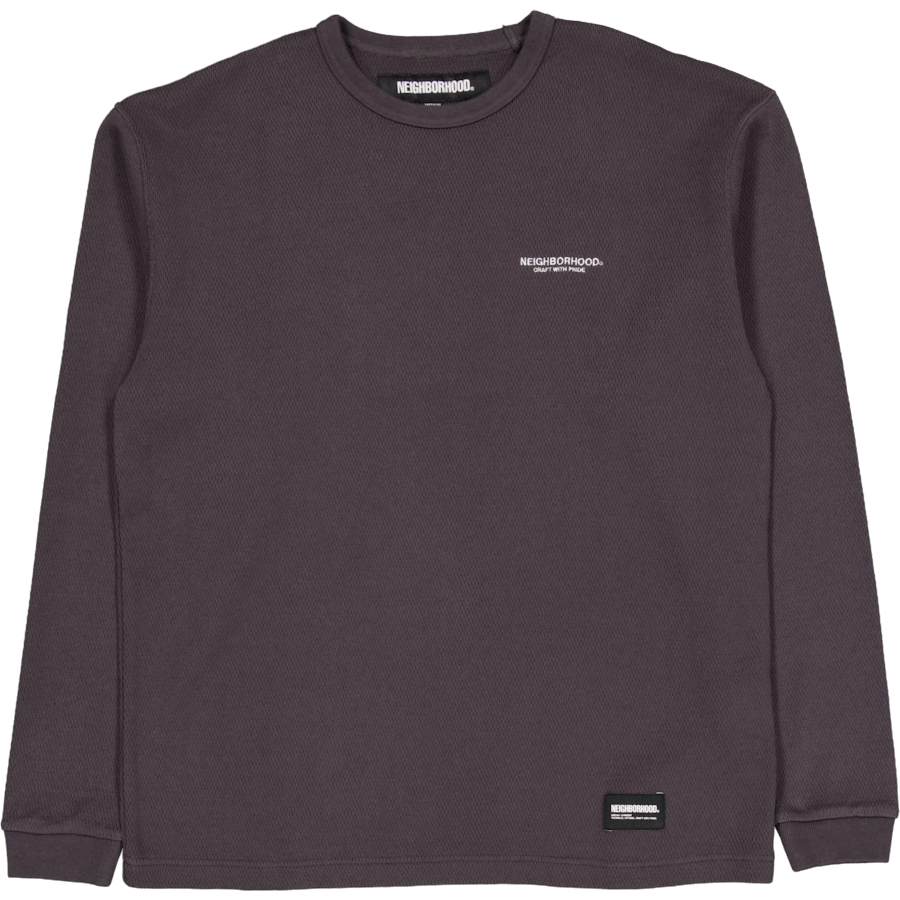 Honeycomb Fabric Crewneck Ls Charcoal