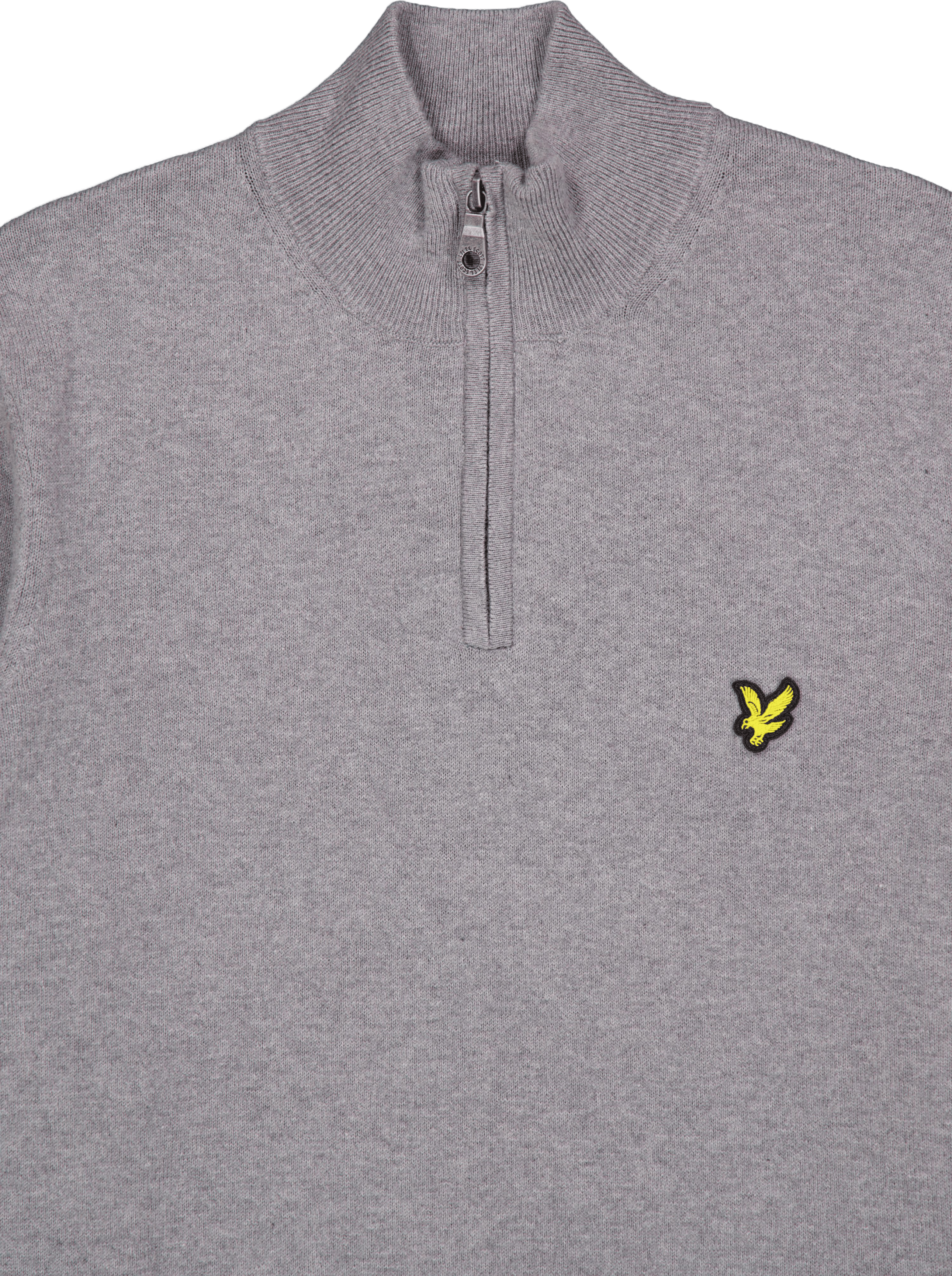 Cotton Merino Quarter Zip Jump T28 Mid Grey Marl - Bild 3