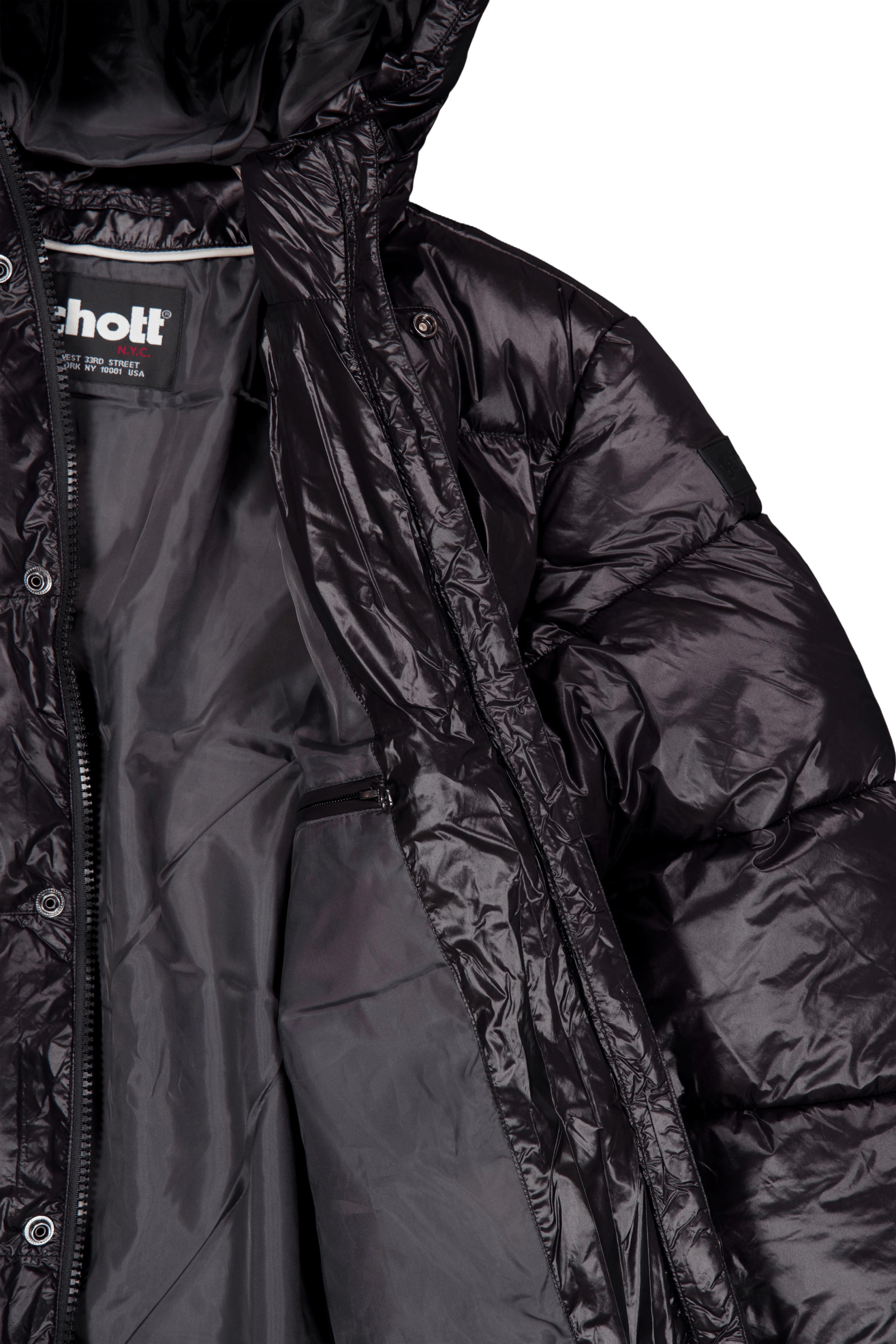 Doudoune Longue Nylon Brillant Black - Bild 4