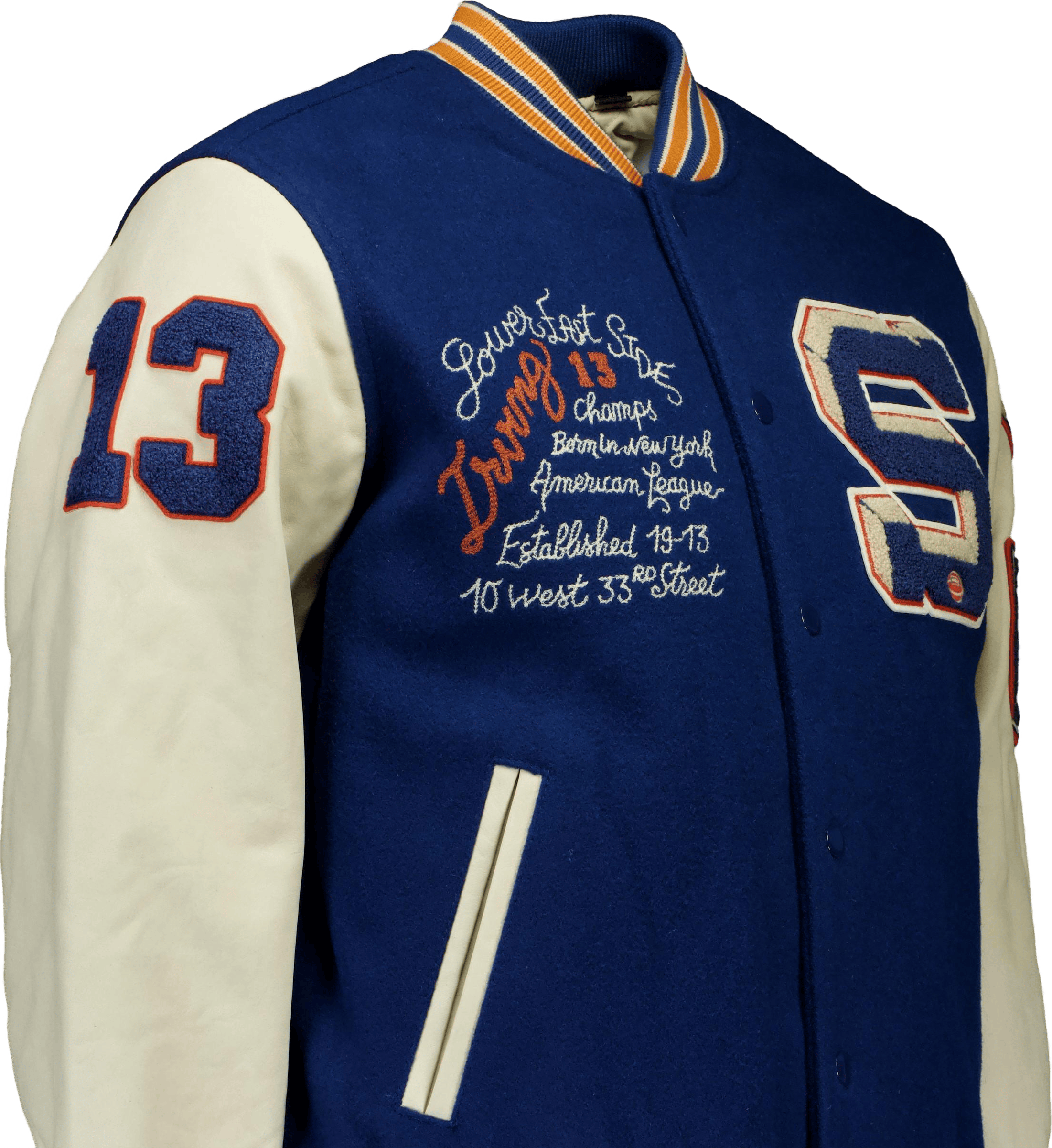 Teddy Laine/cuir Badges Schott Blue/offwhite - Bild 4
