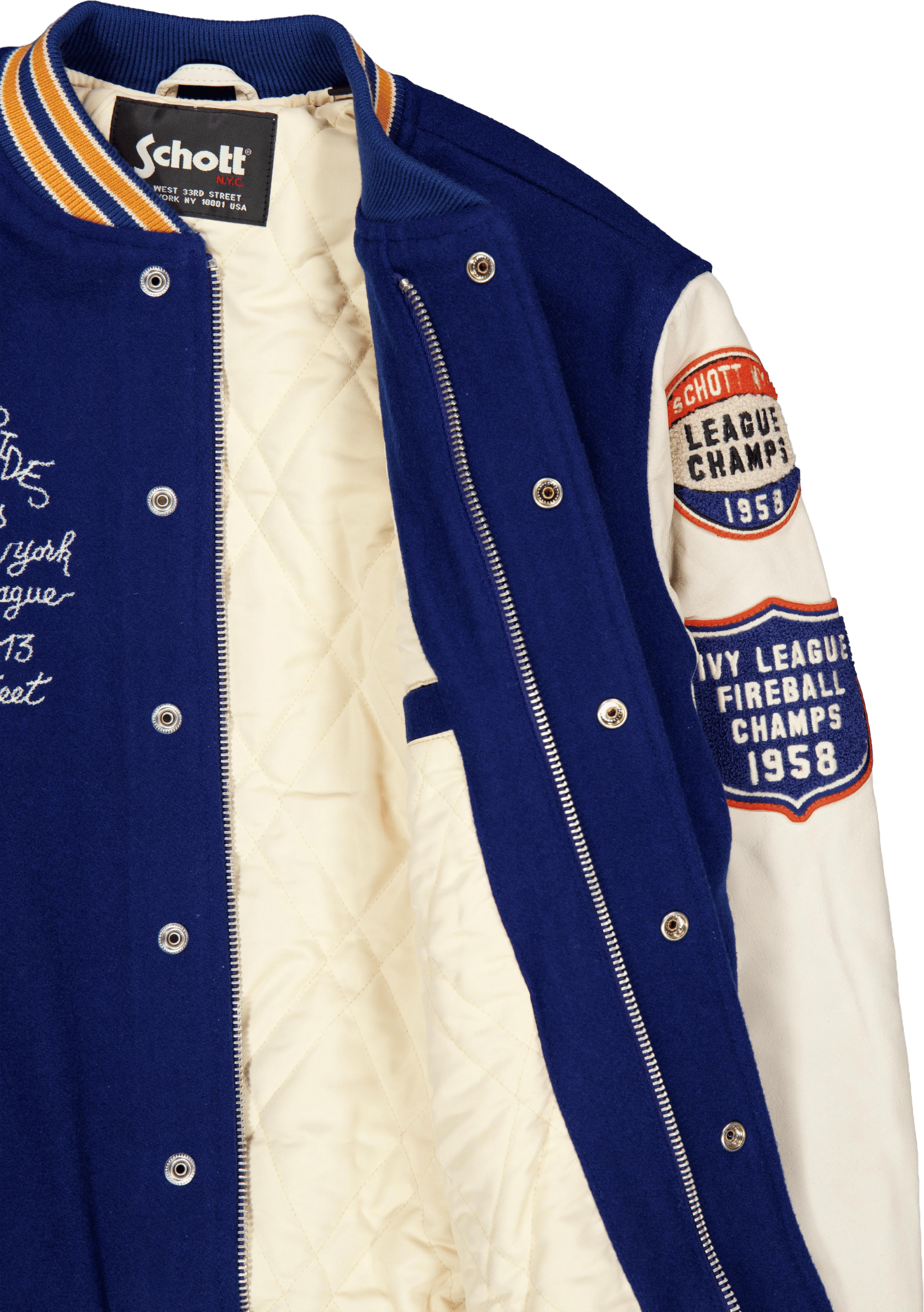 Teddy Laine/cuir Badges Schott Blue/offwhite - Bild 5