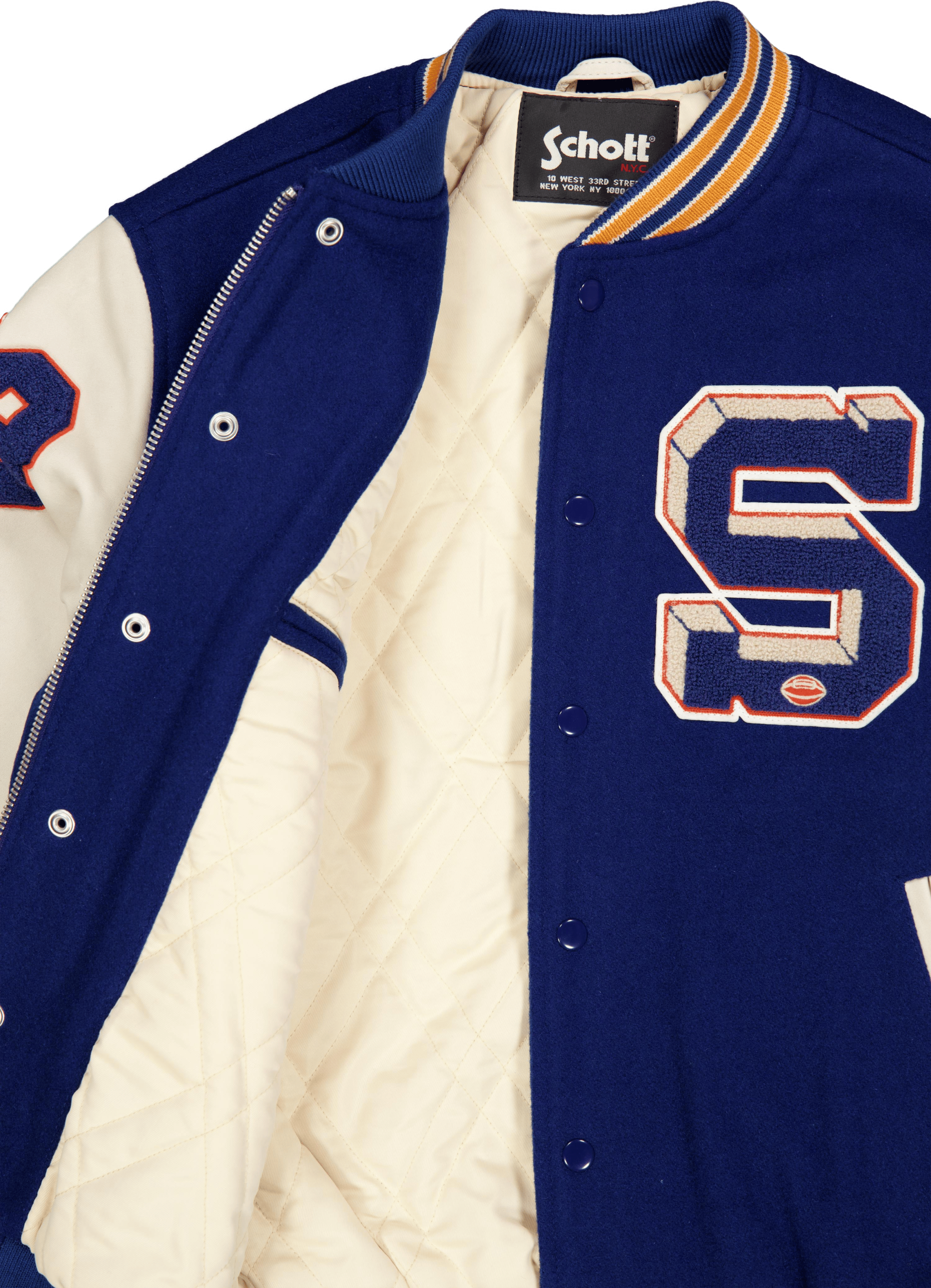 Teddy Laine/cuir Badges Schott Blue/offwhite - Bild 6