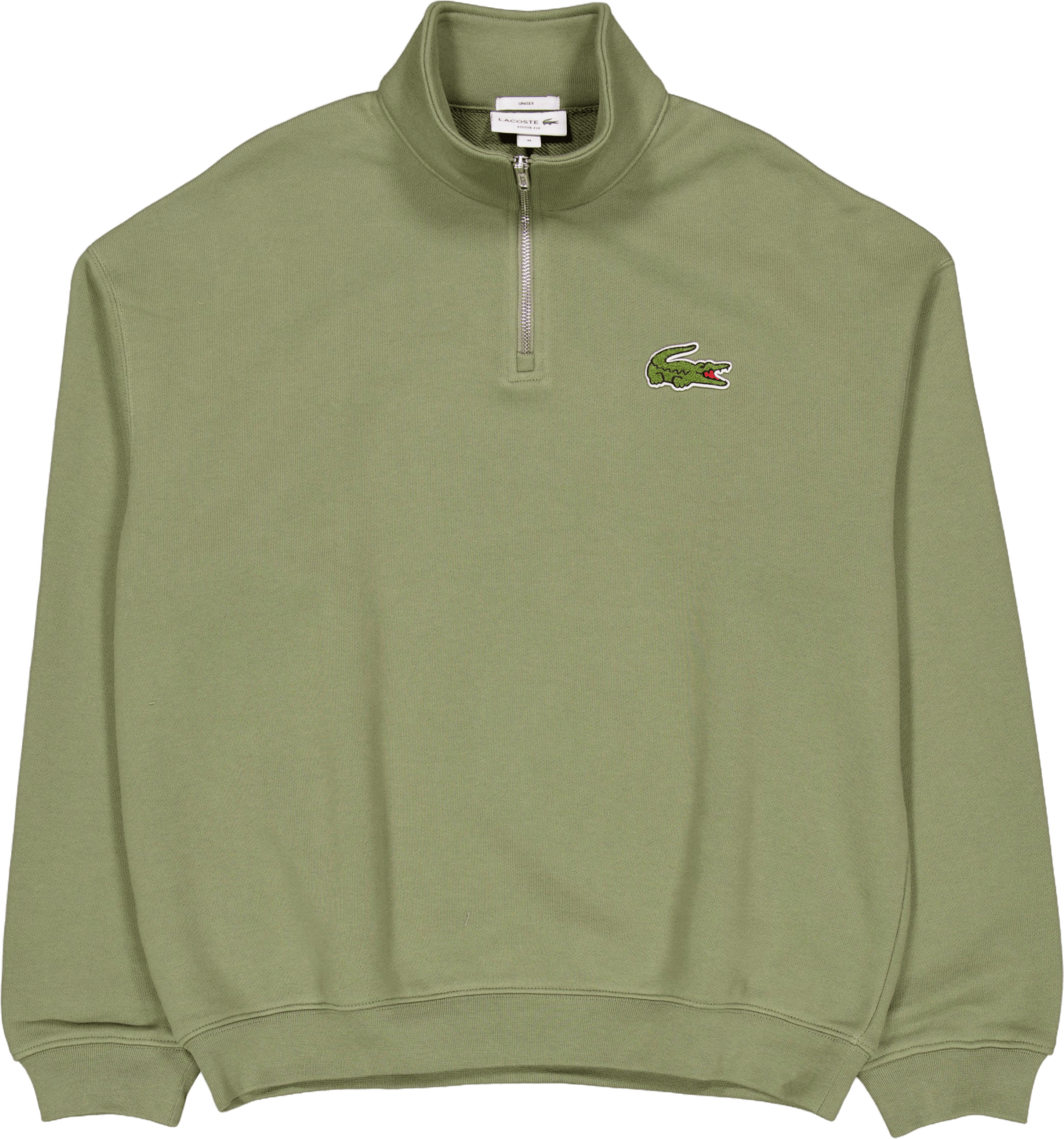 Loose Fit Zip Neck Badge Accen Bmy Khaki