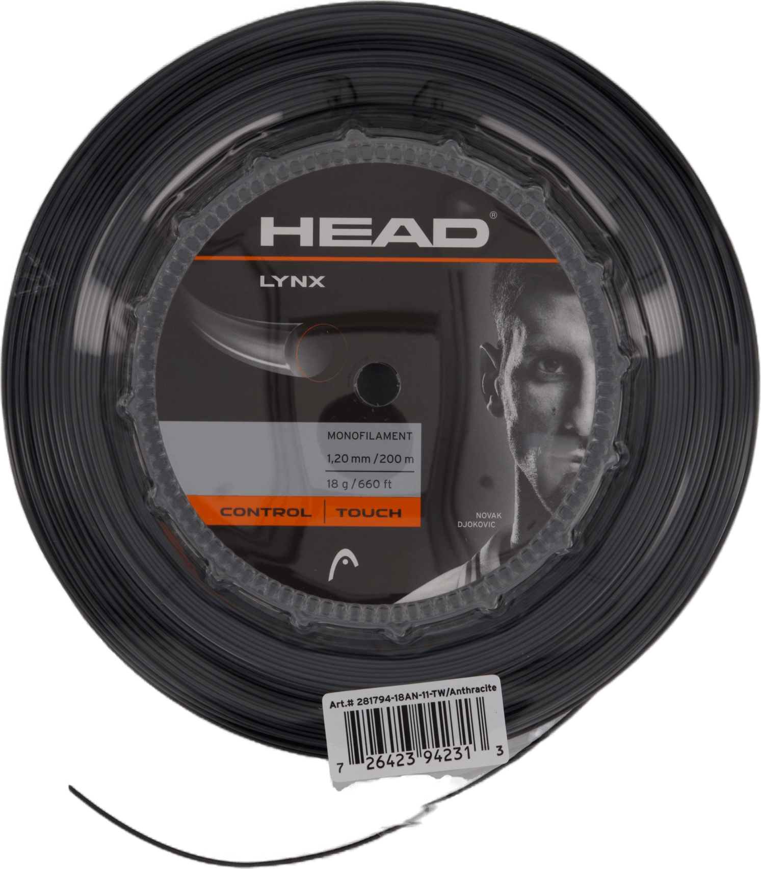 Lynx Reel 200m Anthracite, Unisex, Utrustning, Träningsutrustning, Tennis, Grå, 1,20 mm