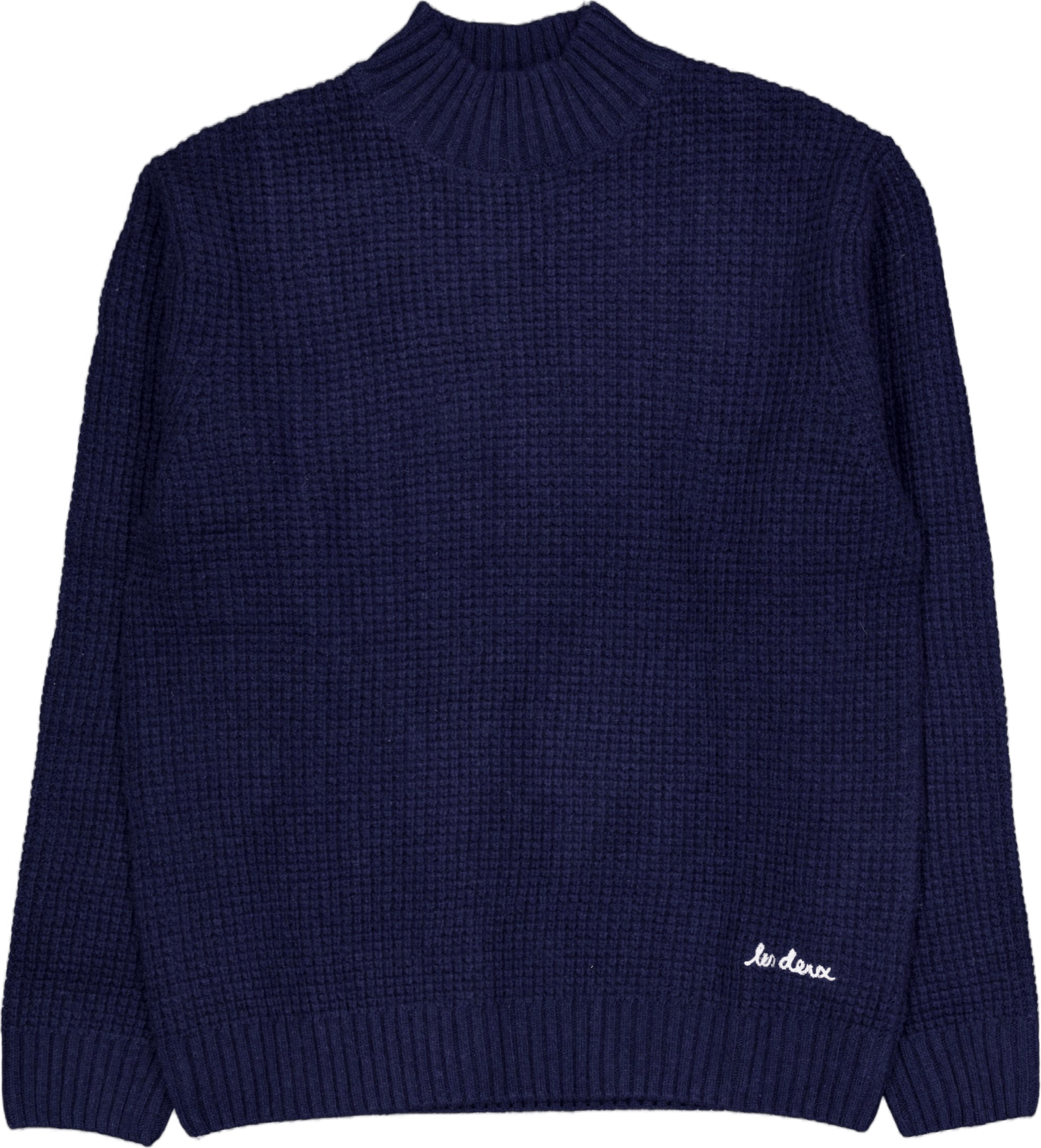 Grady Waffle Mockneck Knit Dark Navy