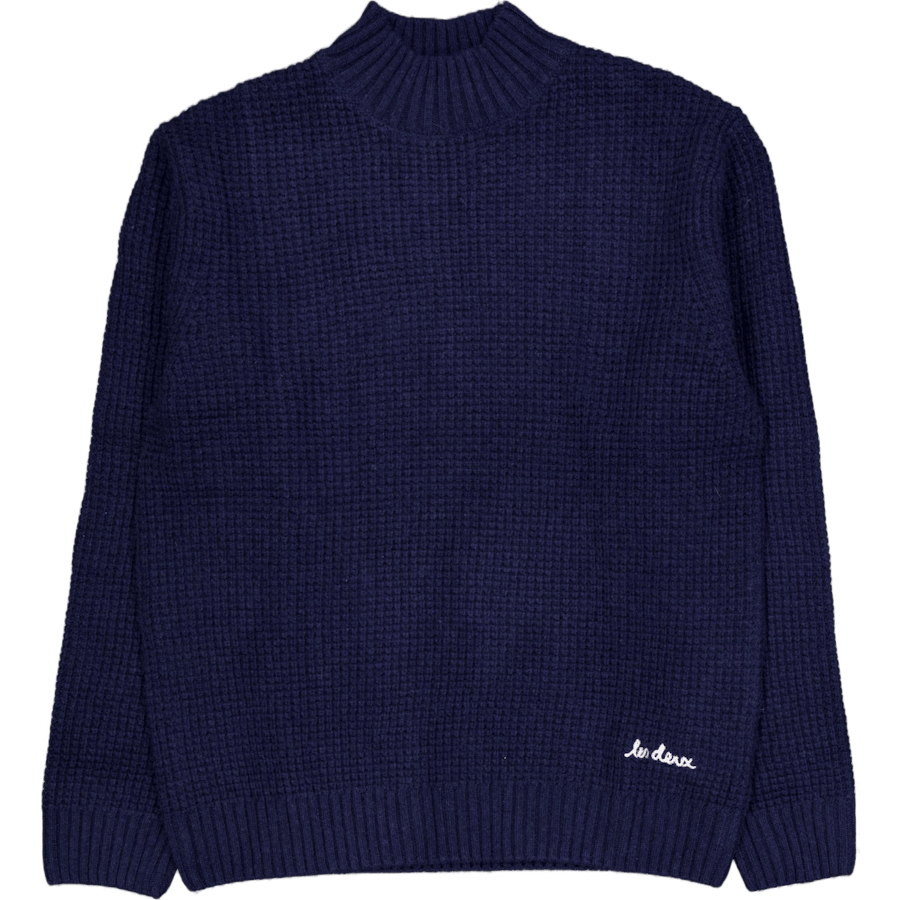 Grady Waffle Mockneck Knit Dark Navy