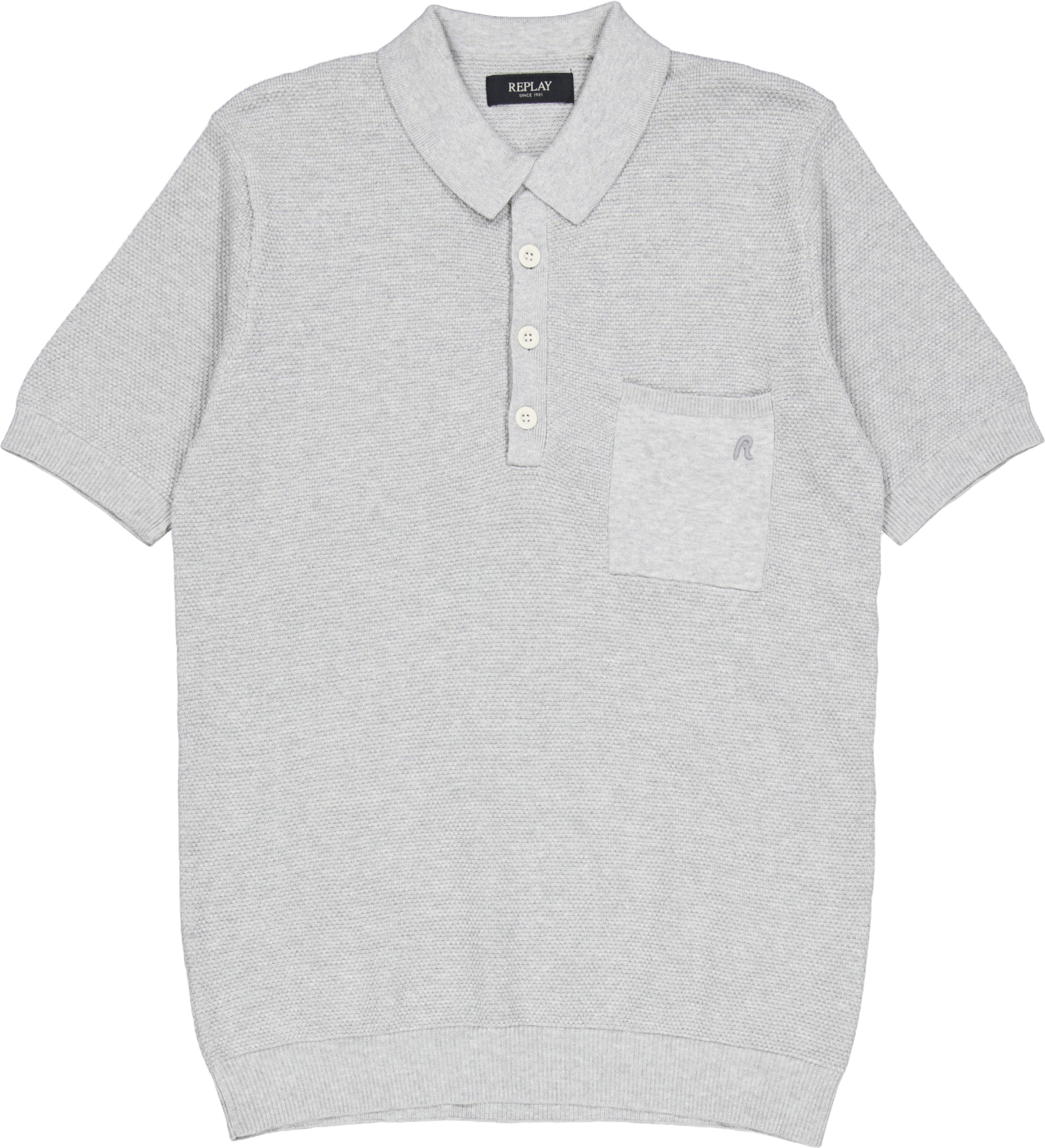 Knitted Polo Shirt Grey Melange
