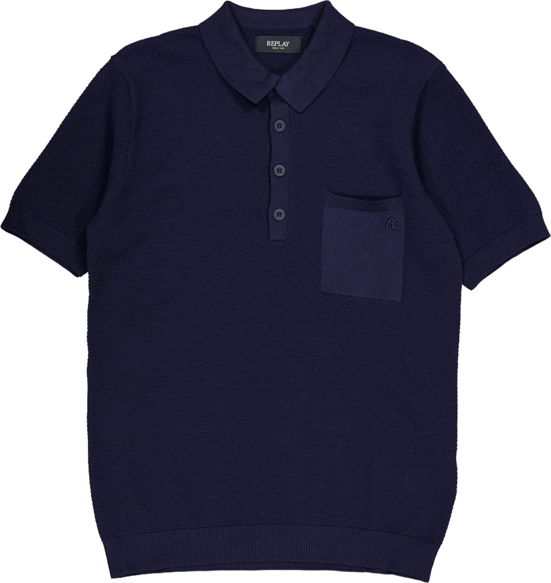 Knitted Polo Shirt Stone Blue