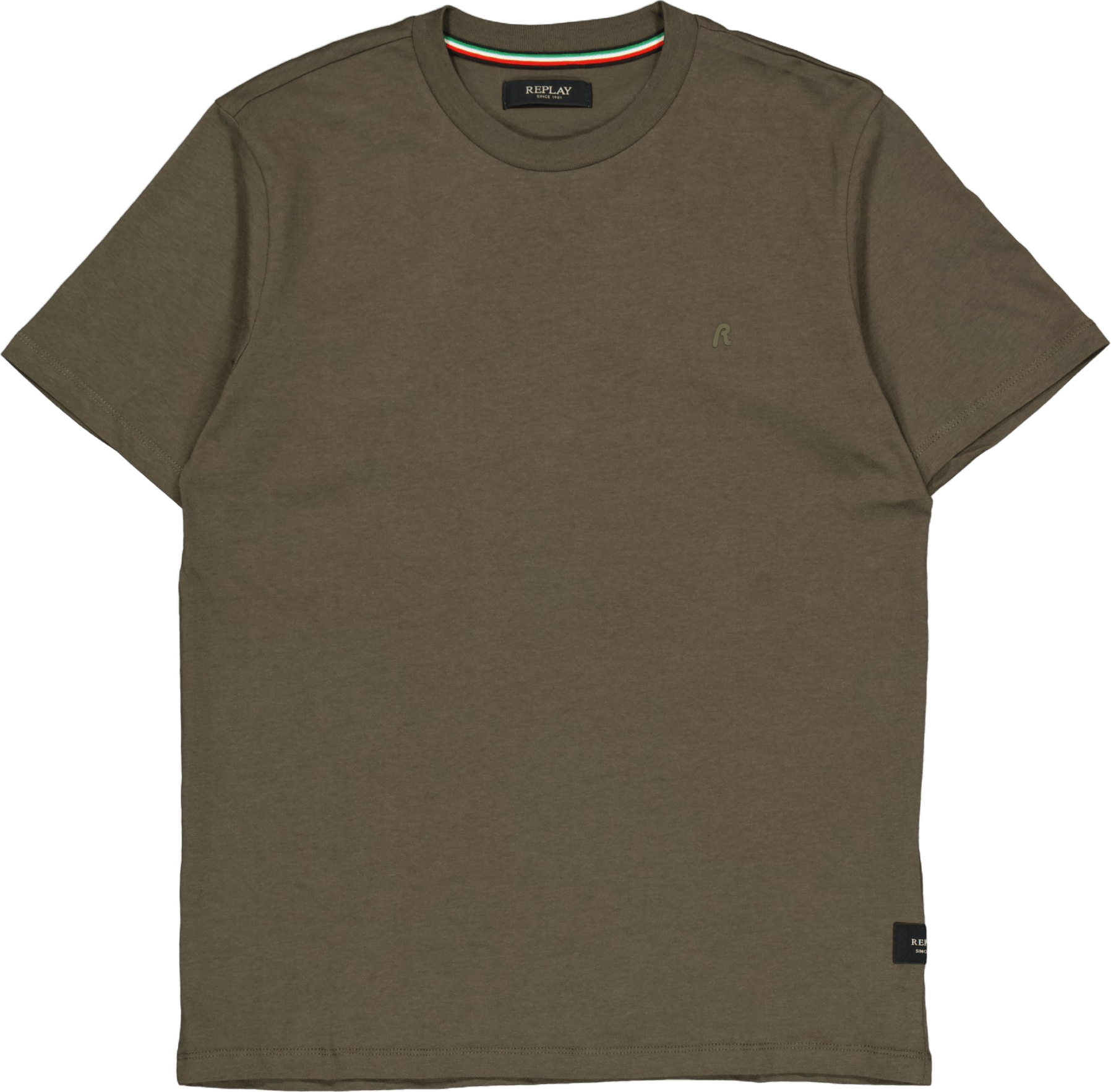 Replay Basic Logo Tee Mud Green