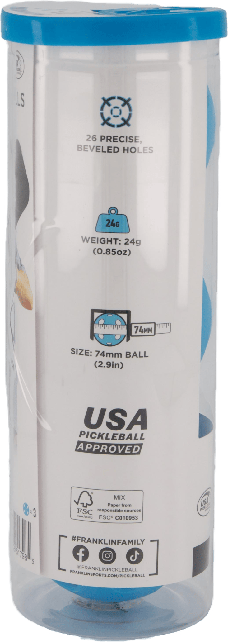 X-26 Indoor Pickleball 3 Pck. Blue - Bild 3
