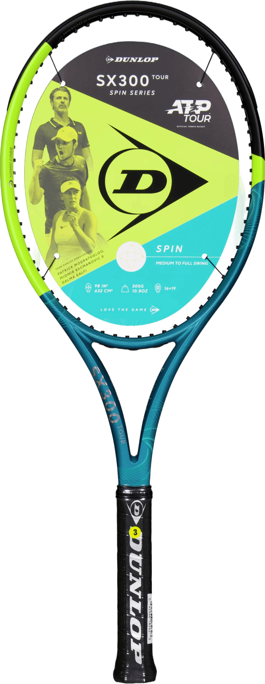 D Tf Sx300 Tour Nh Teal/black/yellow, Unisex, Equipment, rackets, Black/Yellow, 3