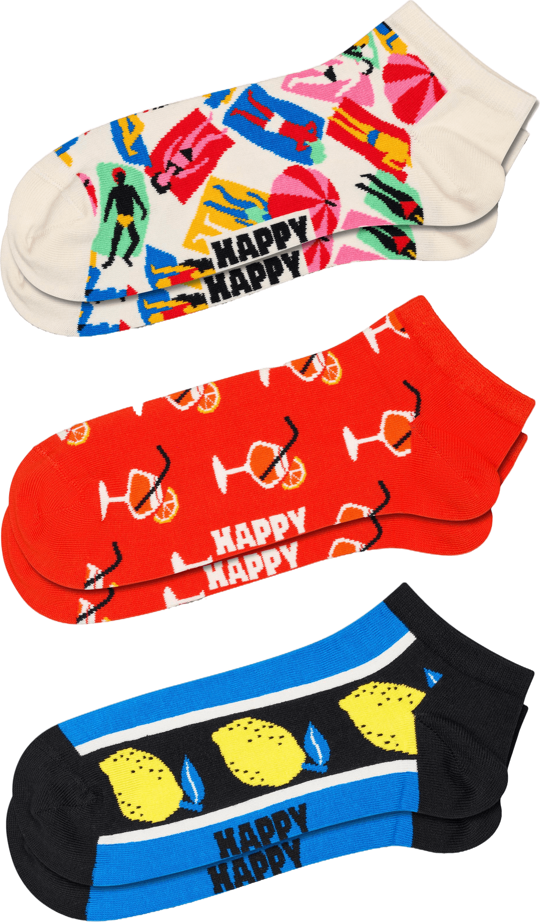 3-pack Lazy Day Low Socks White, Unisex, Apparels, Socks, Multi color, 41-46