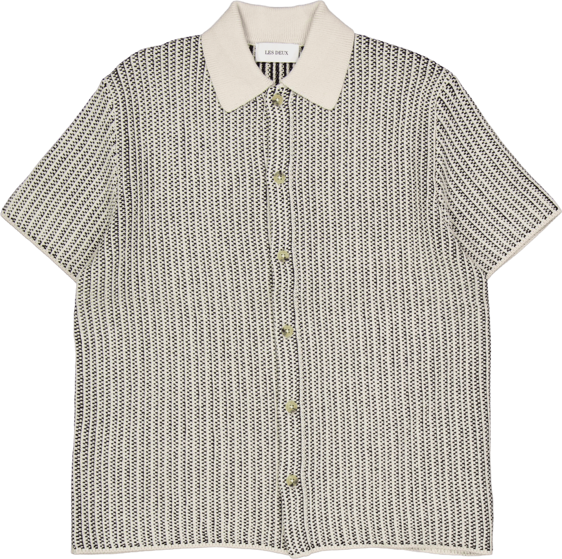 Easton Knitted Ss Shirt Ivory/black
