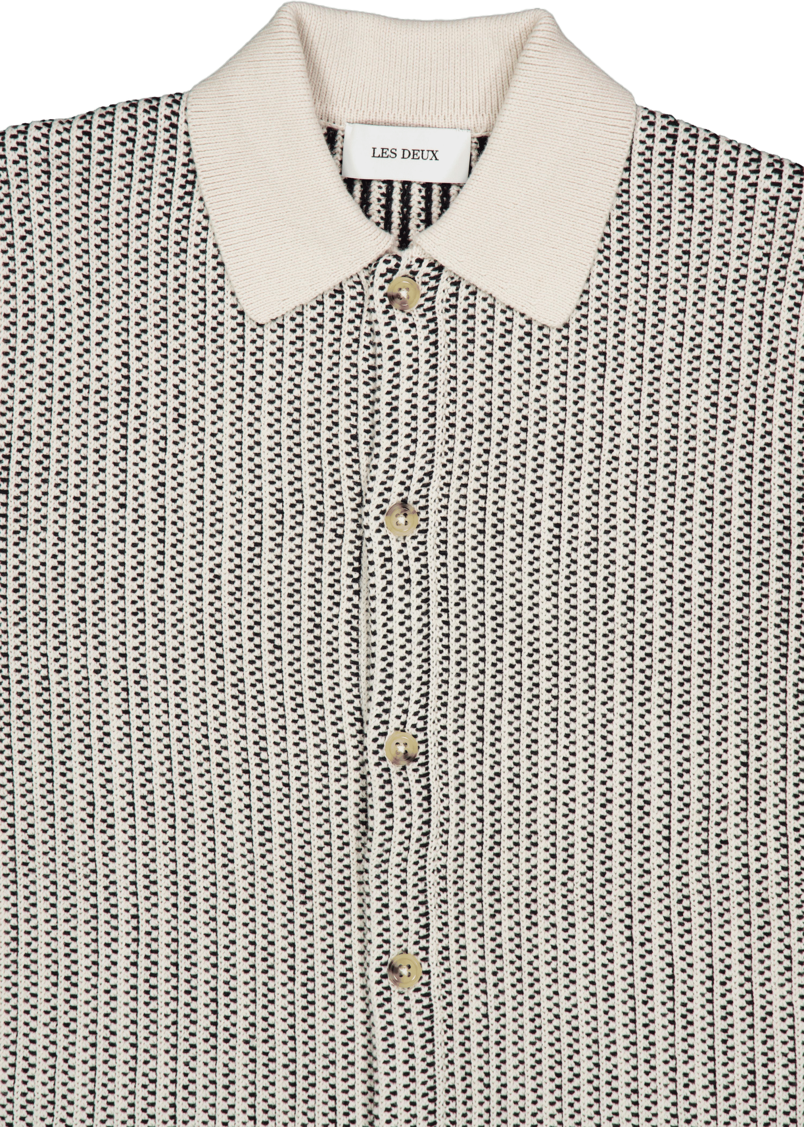 Easton Knitted Ss Shirt Ivory/black - Bild 3