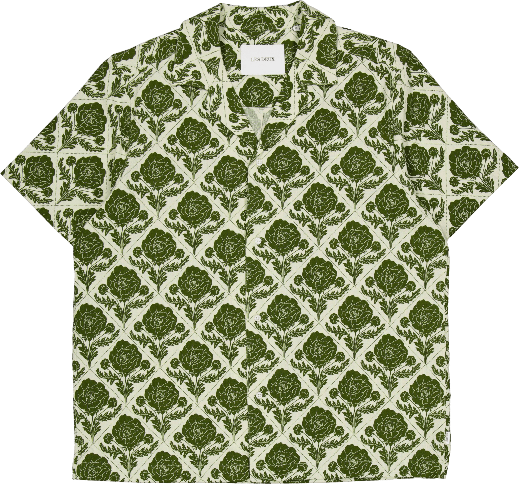 Lesley Flower Tile Aop Ss Shir Vintage Green/ivory
