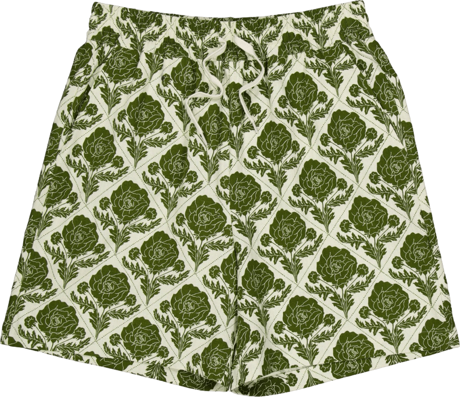 Lesley Flower Tile Aop Shorts Vintage Green/ivory