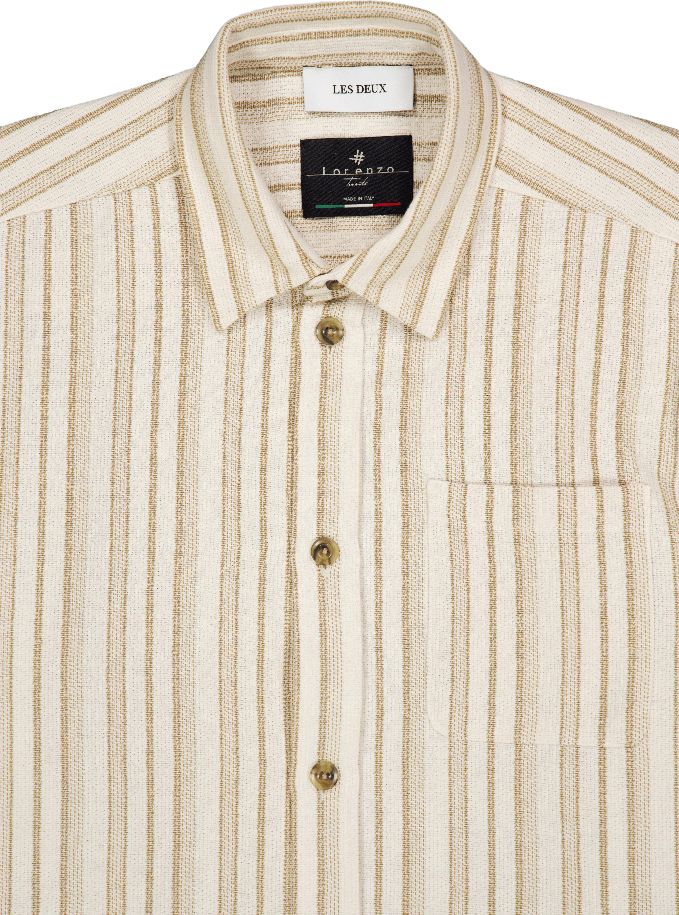 Shane Stripe Cotton Overshirt Ivory/lichen Green - Bild 3