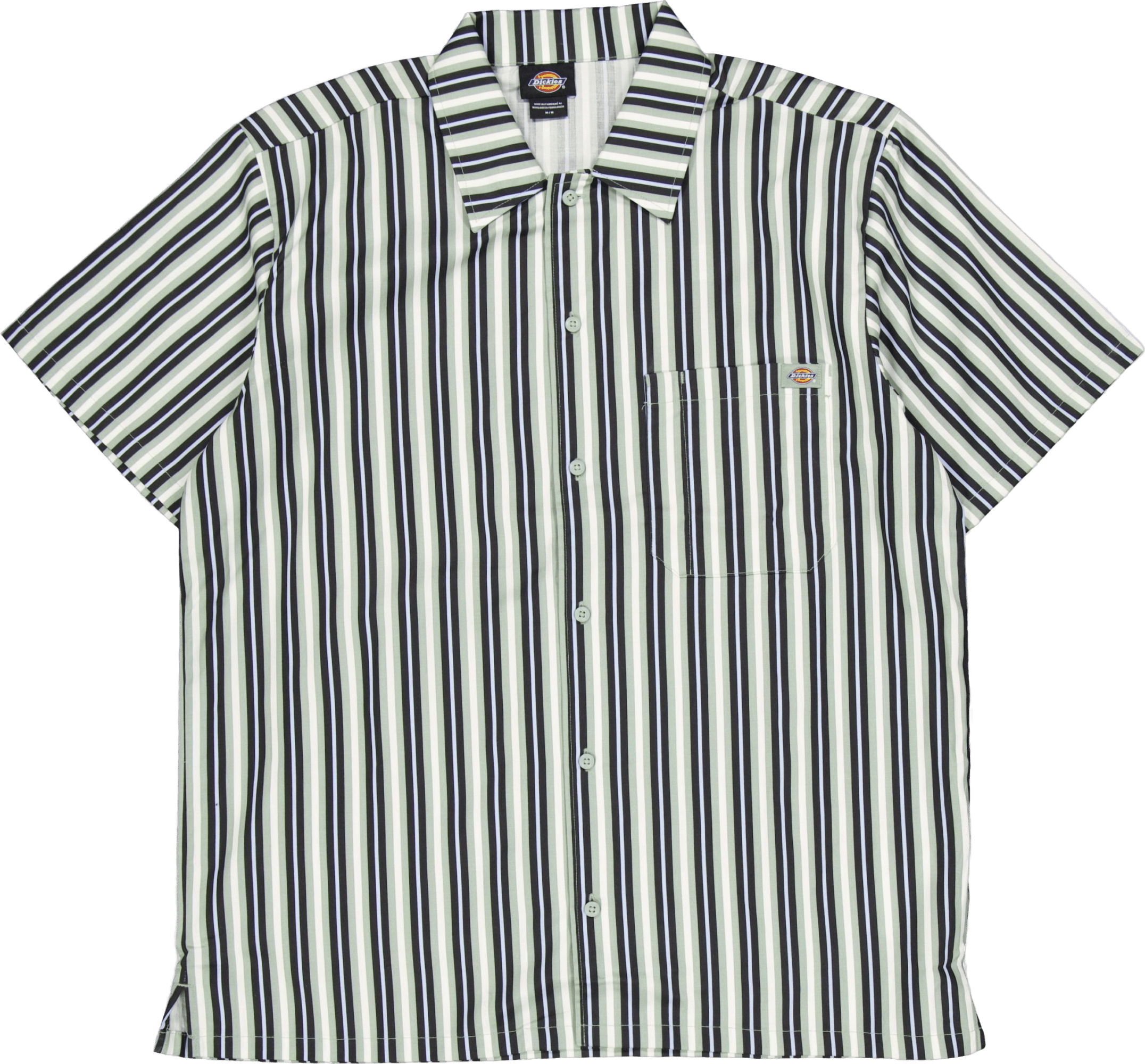 Multi Stripe Work Shirt Ss Ice Iceberg Green