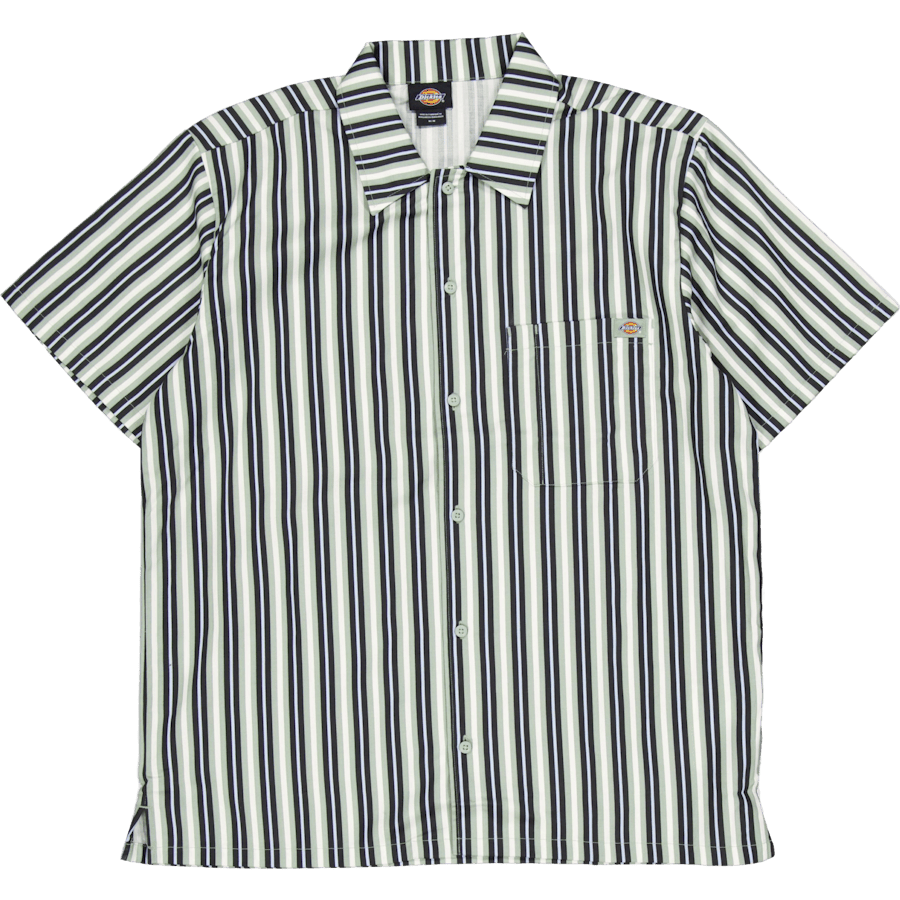 Multi Stripe Work Shirt Ss Ice Iceberg Green
