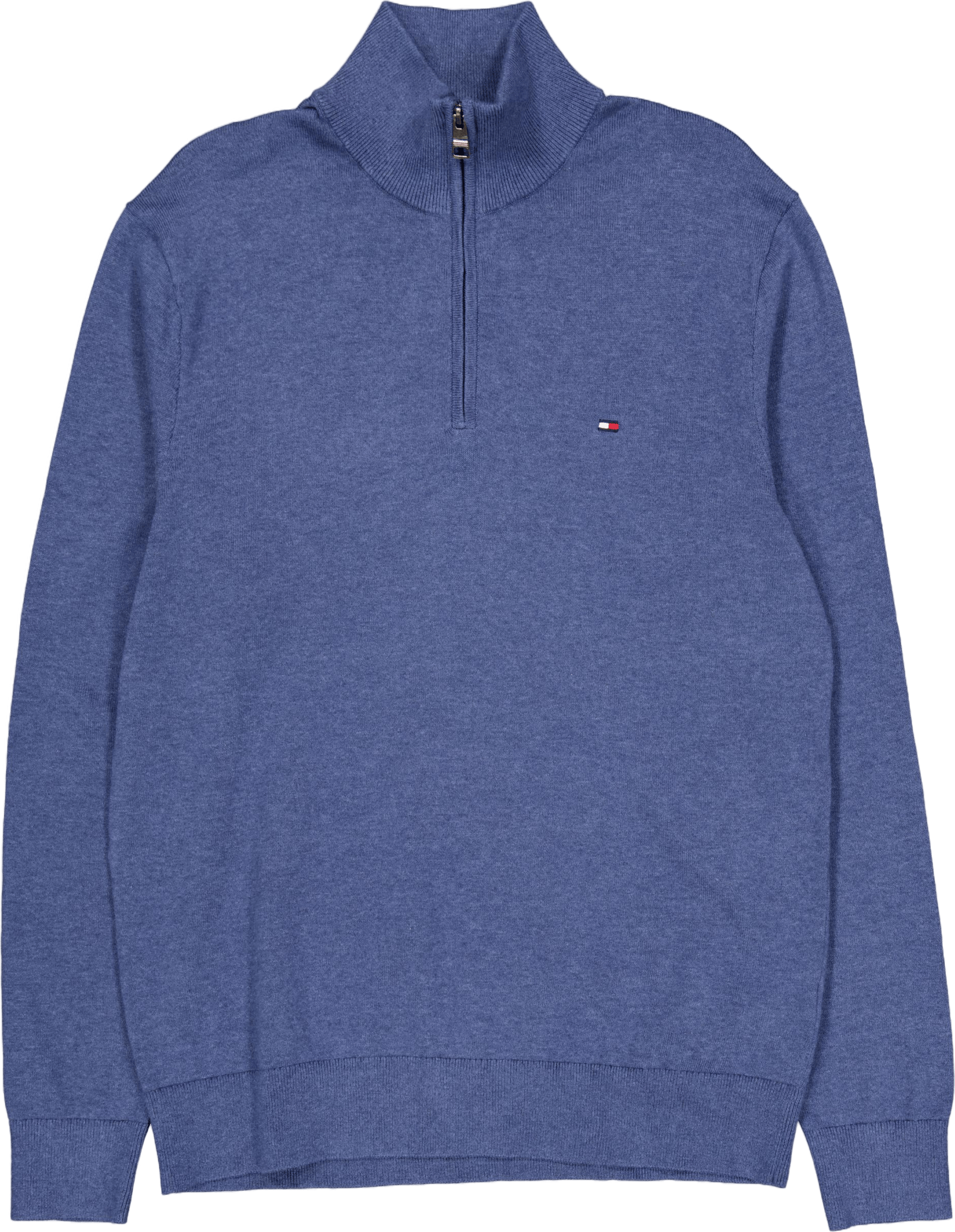Essential Cotton Zip Mock Blue