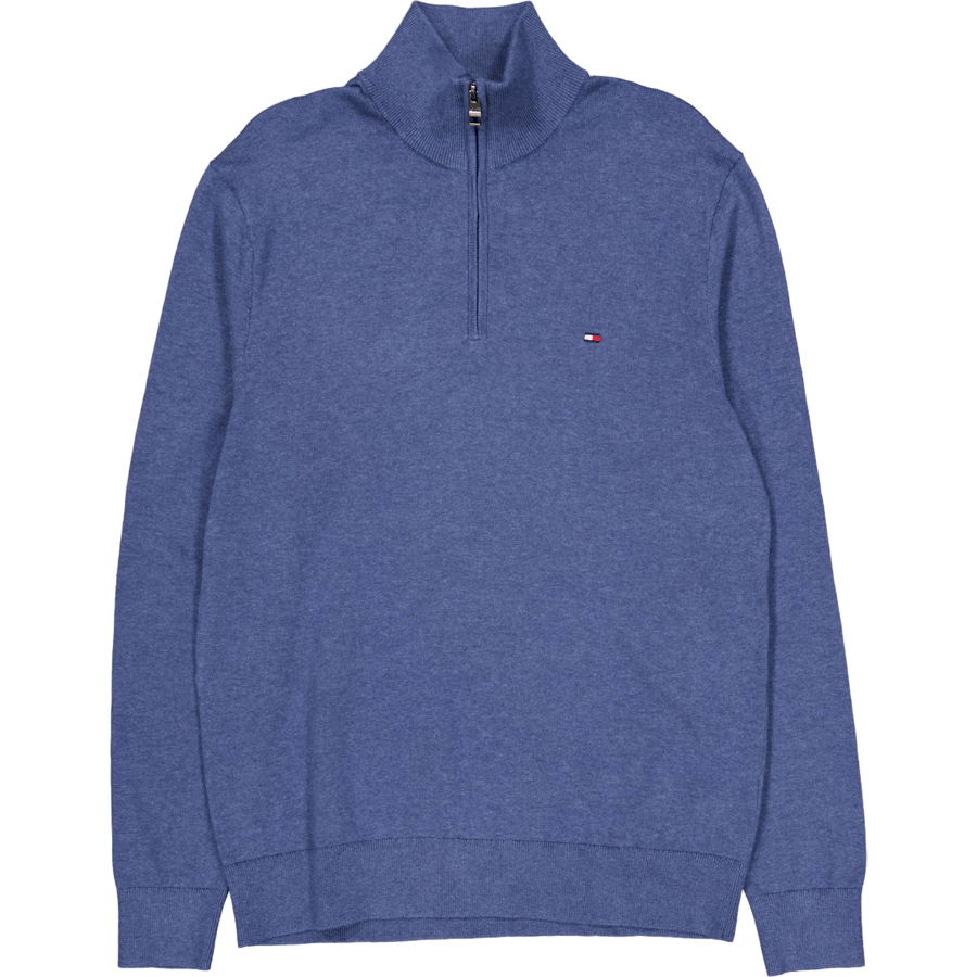 Essential Cotton Zip Mock Blue