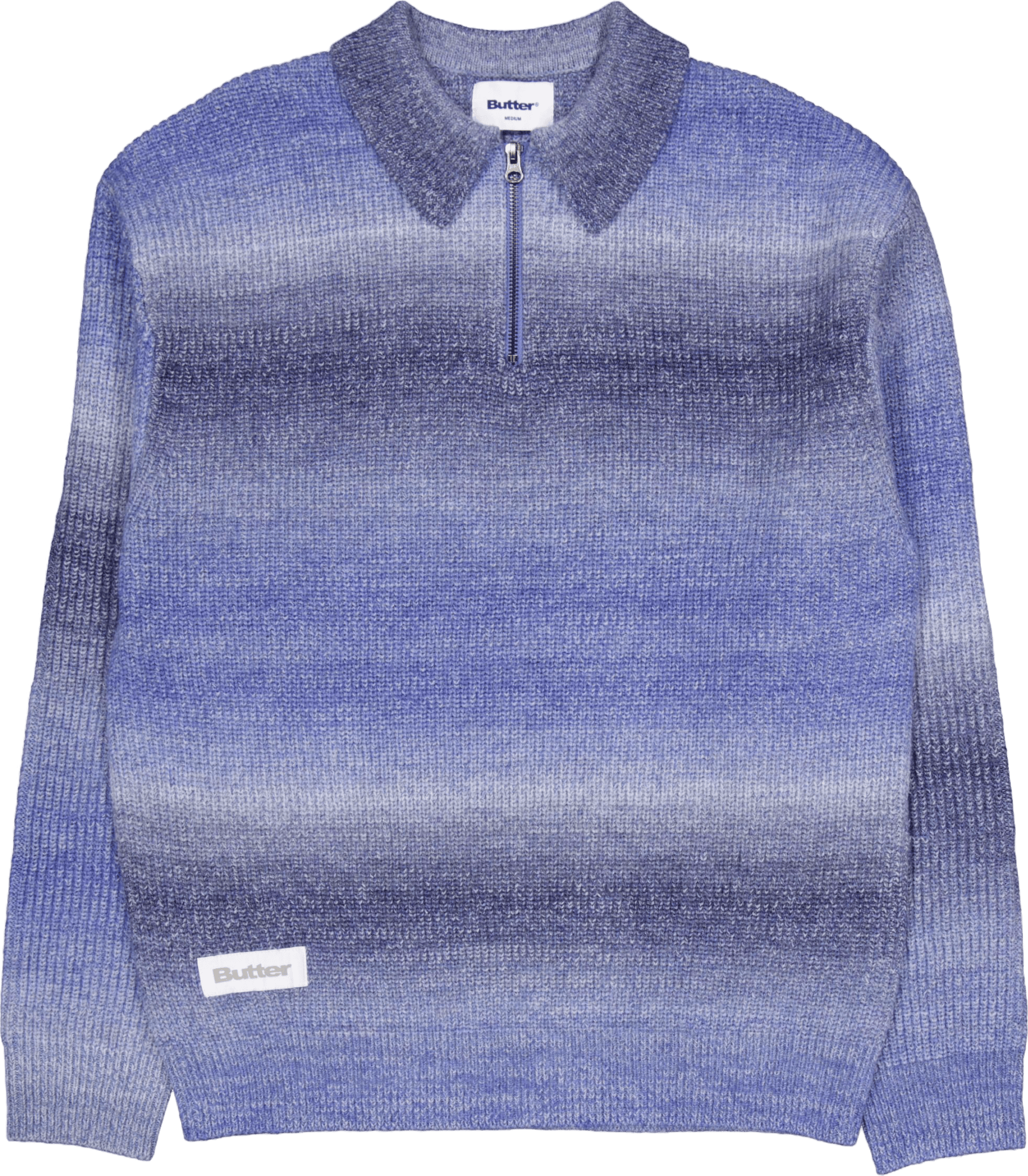 Beams 1/4 Zip Knit Polo Blue