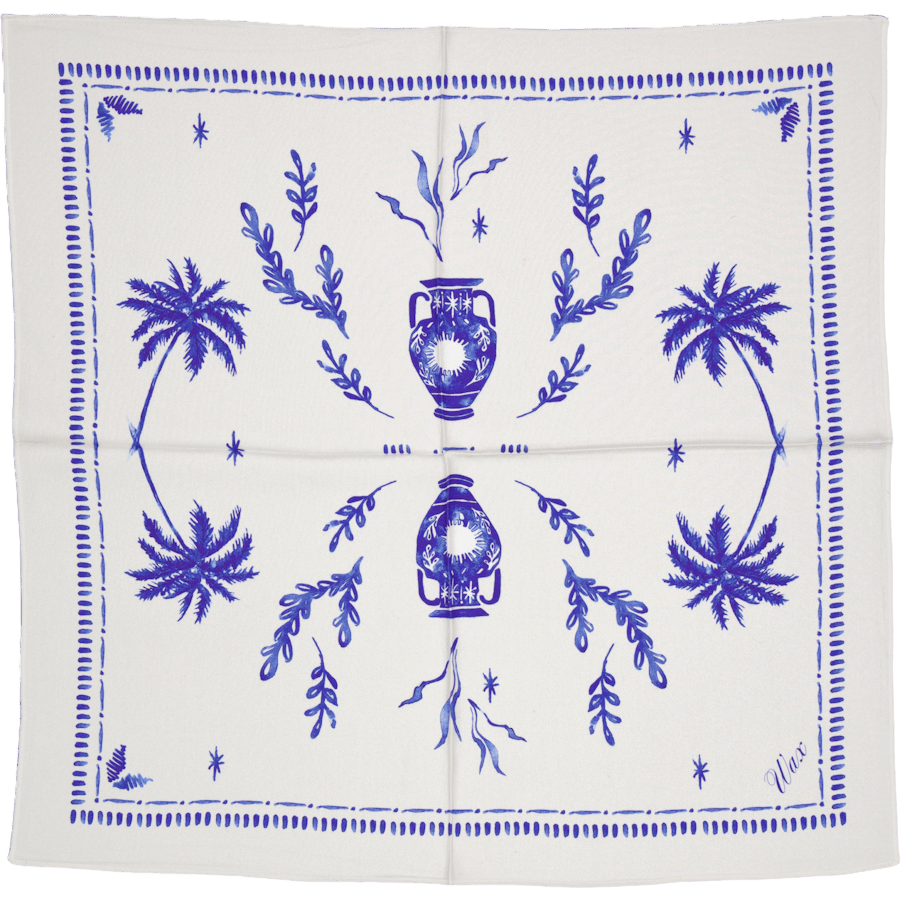 Neck Scarf White / Blue