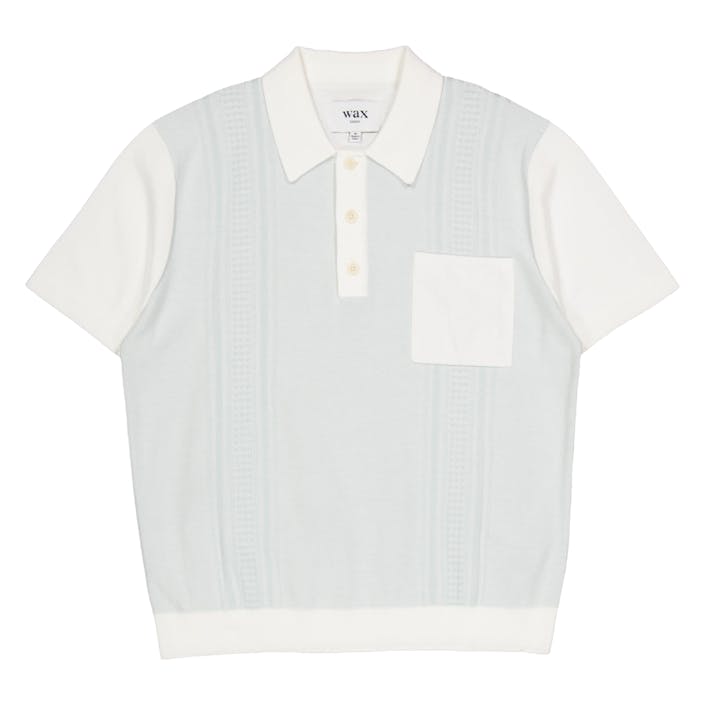 Turin Pocket Polo Pale Blue / Ecru, Male, Apparels, Tops, White, XL