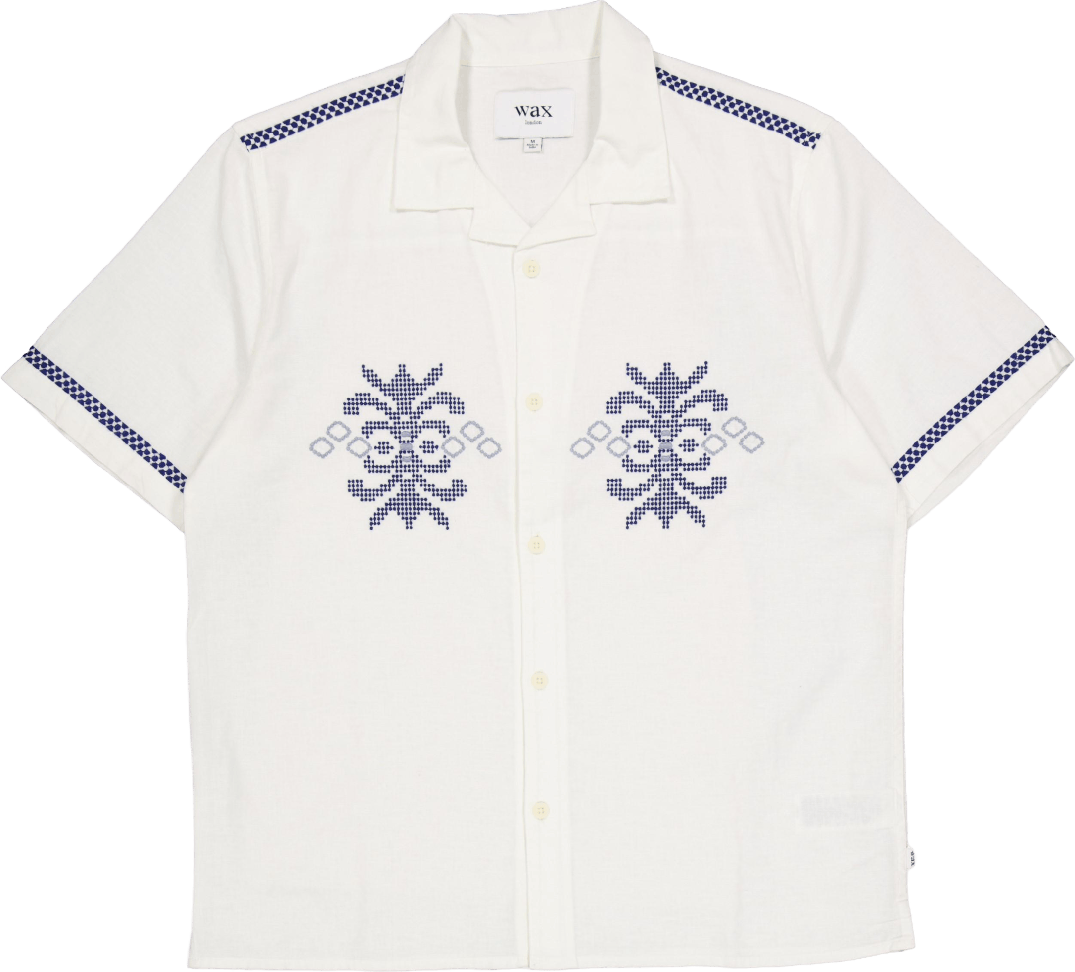 Didcot Ss Shirt Ecru / Blue, Male, Apparels, Tops, White, M