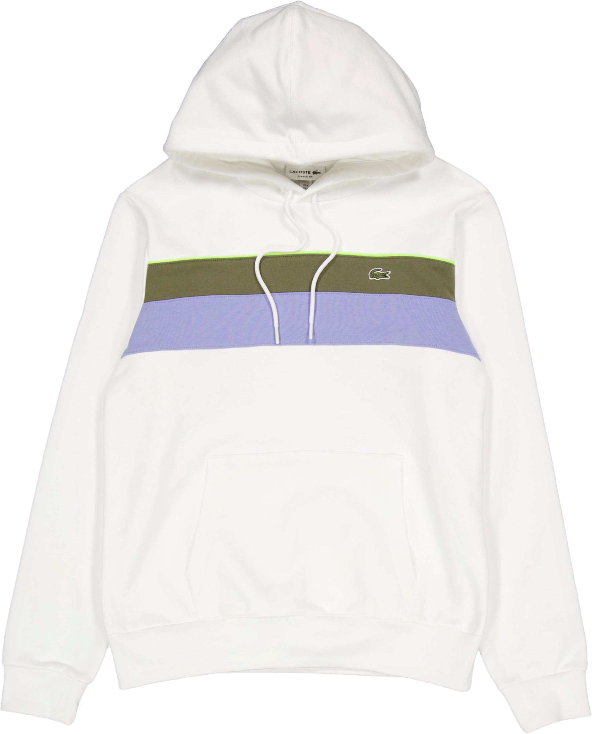 Colour-block Fleece Hoodie Flour/olive-delphinium