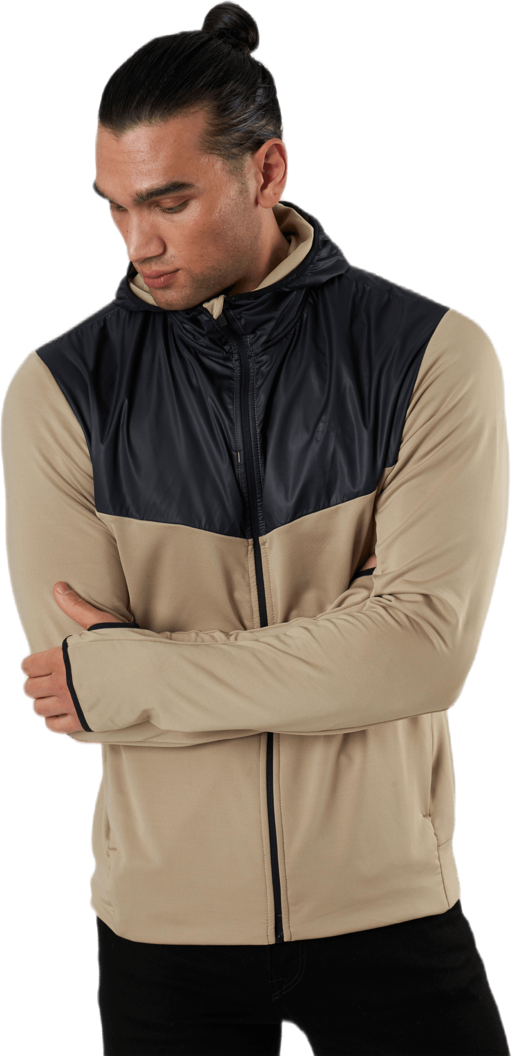 ADV Charge Jersey Hood Jacket Black/Beige, Male, Apparels, jackets, Workout, Black/Beige, L