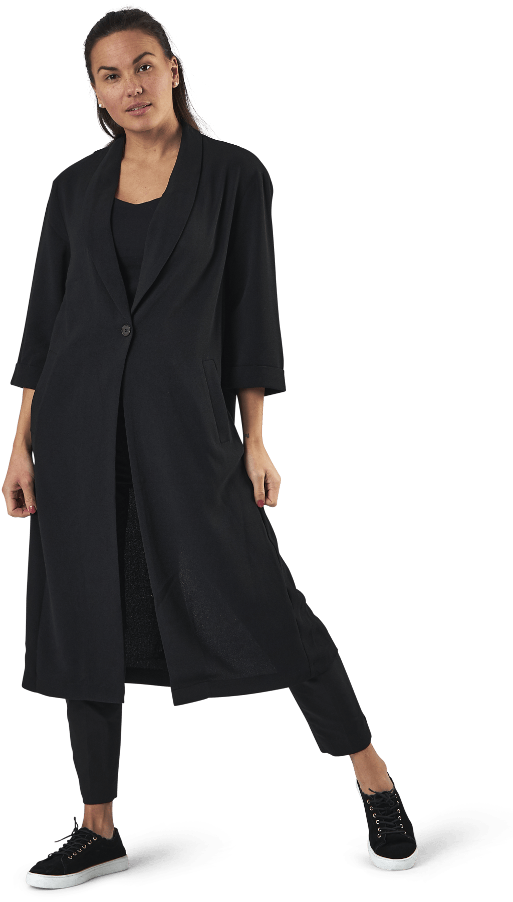 Bertha 3/4 Long Coatigan Black, Female, Apparels, Shirts, Black, XS