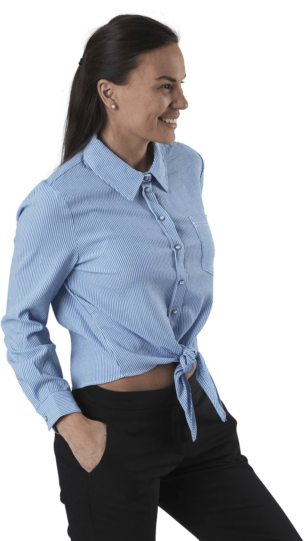 Lecey Ls Stripe Knot Dnm Shirt White - Bild 2