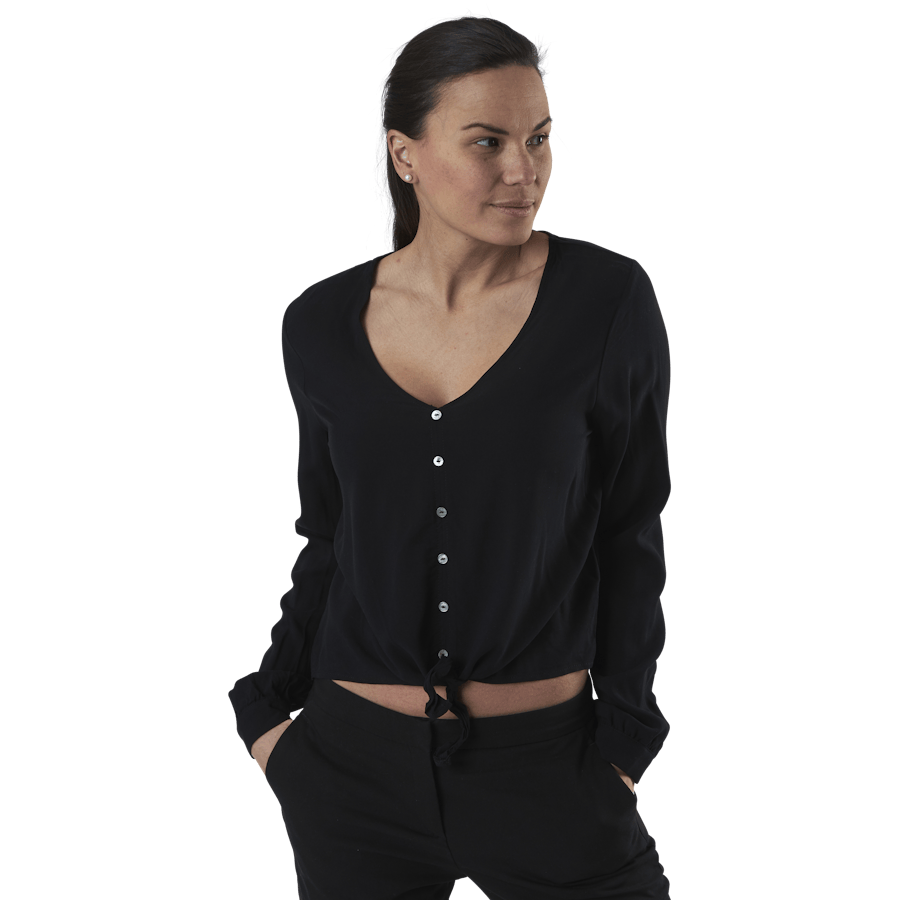 Nina Life L/S Tie Shirt Wvn Black